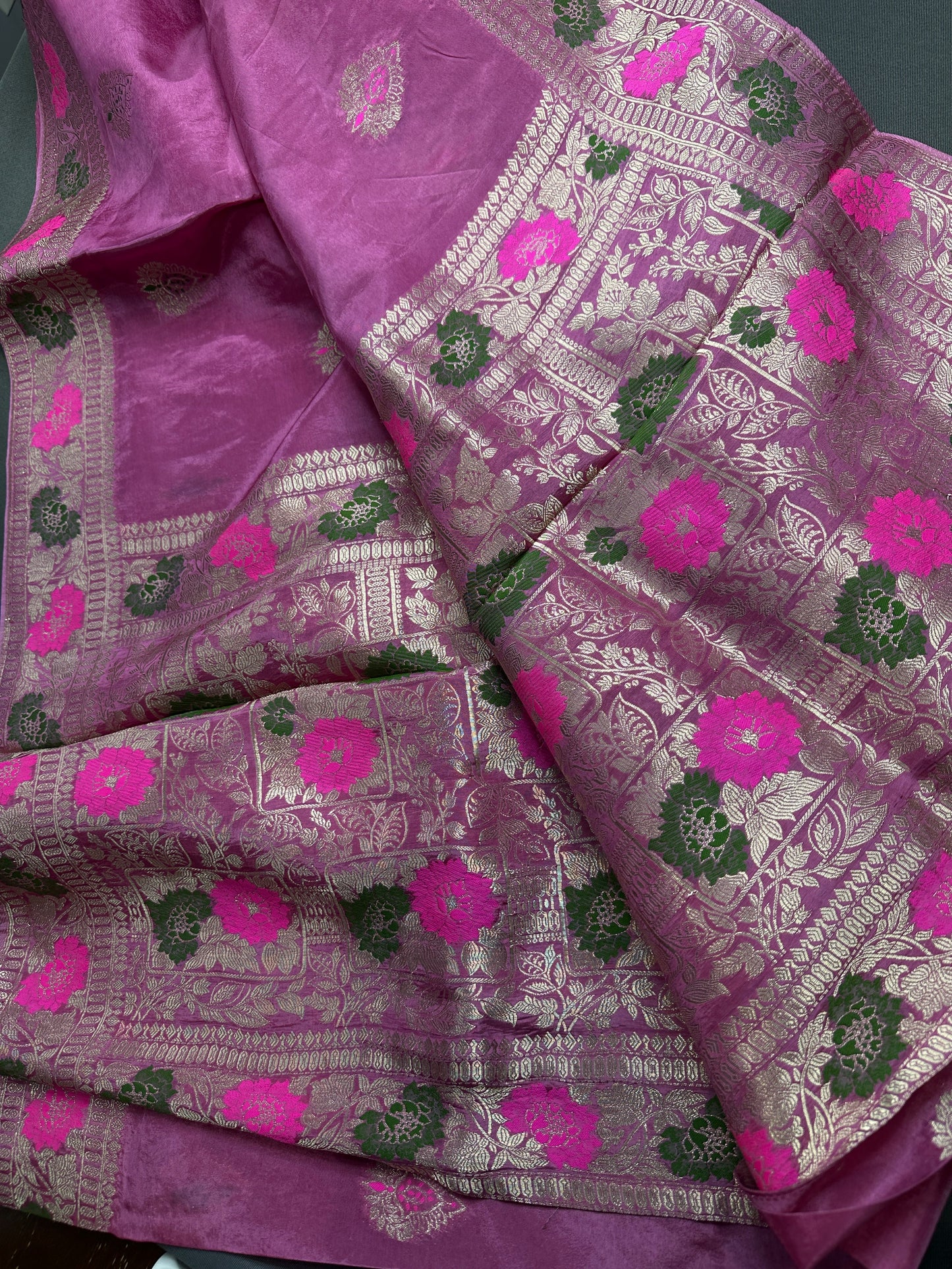 Pink Magenta Banarsi Silk Saree