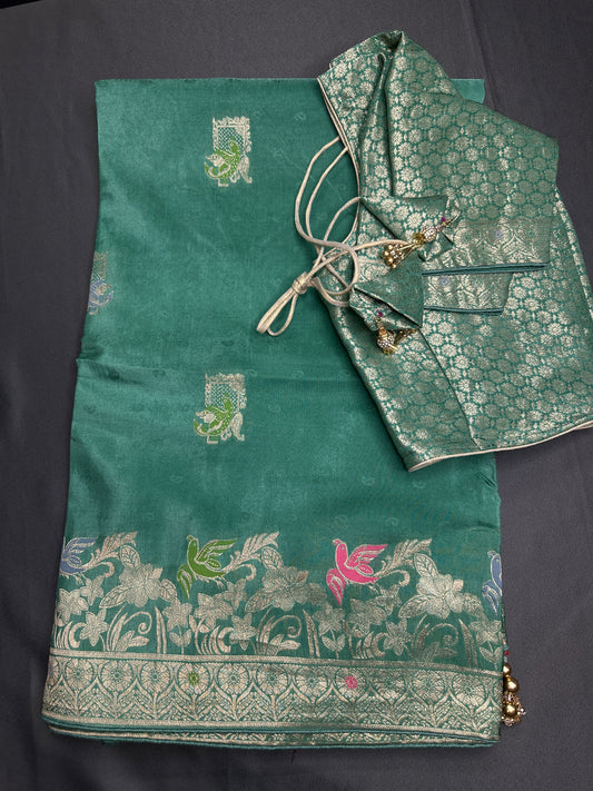 Green Banarsi Silk Saree