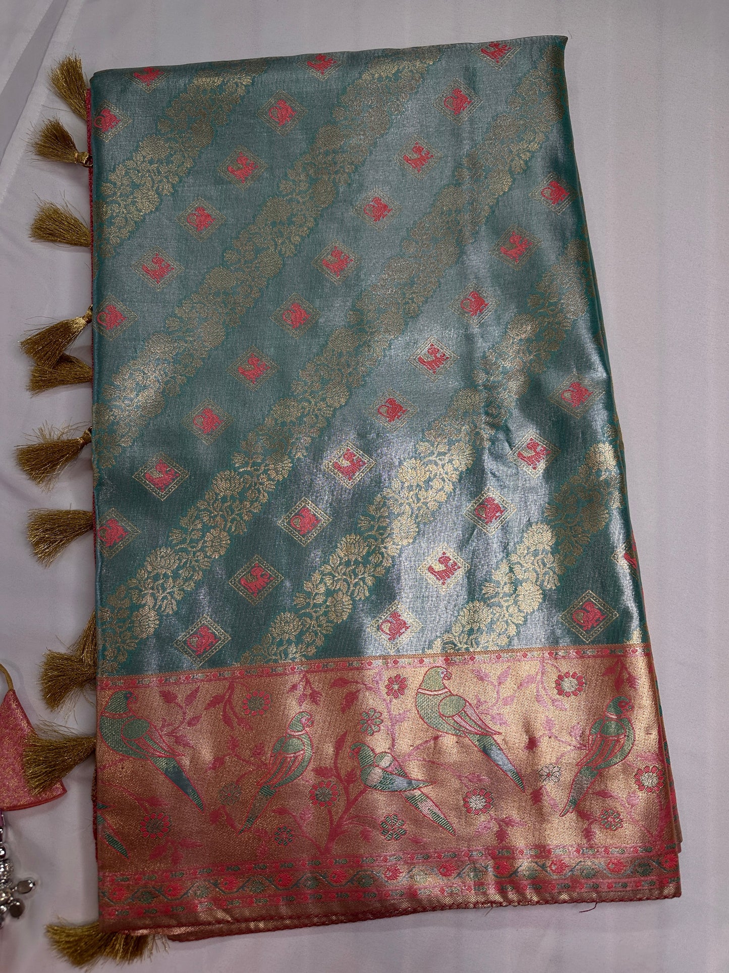 Semi Kanchi Pastel Silk Saree