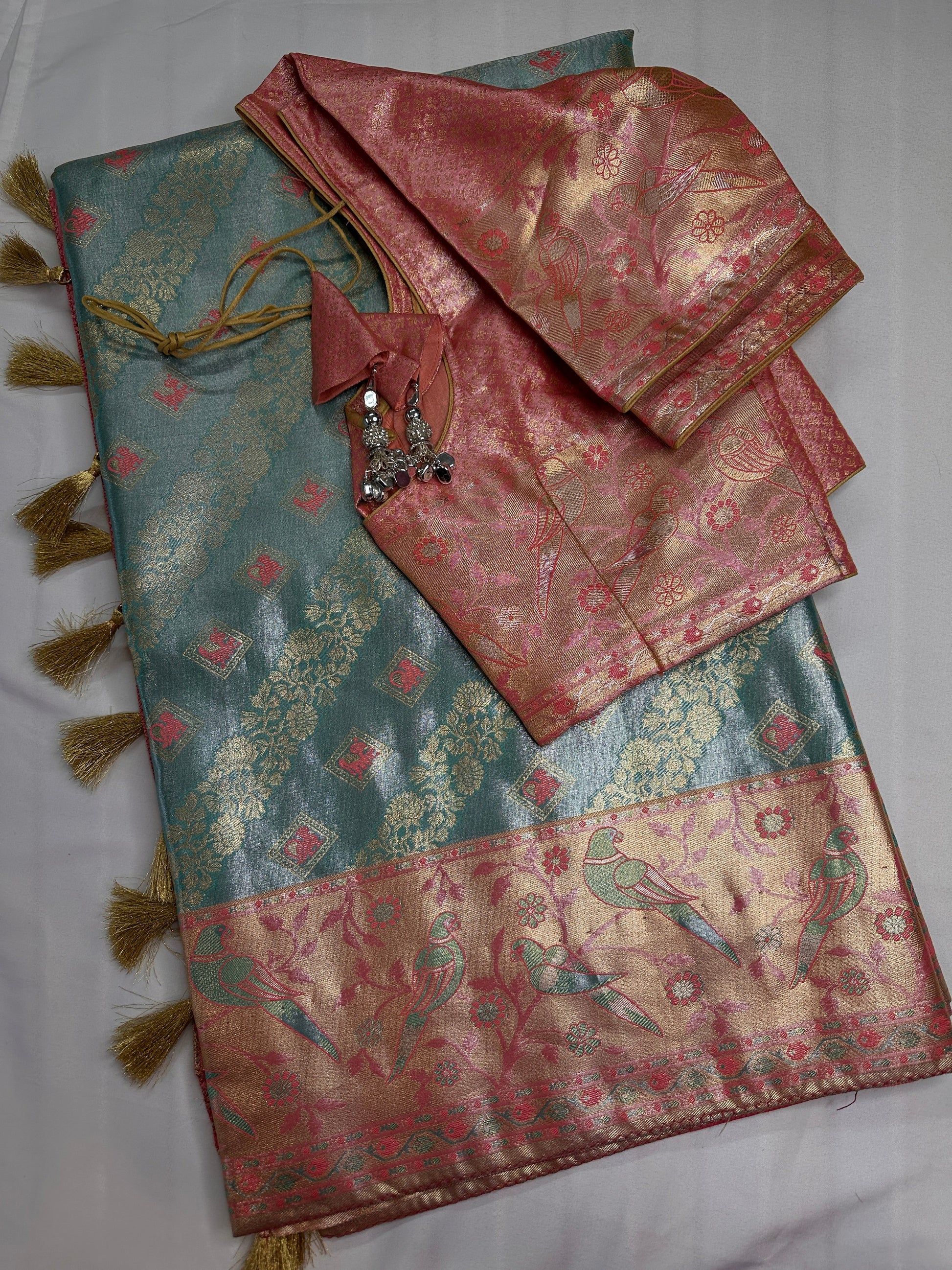 Semi Kanchi Pastel Silk Saree