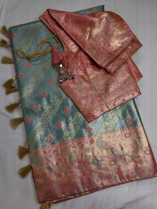Semi Kanchi Pastel Silk Saree