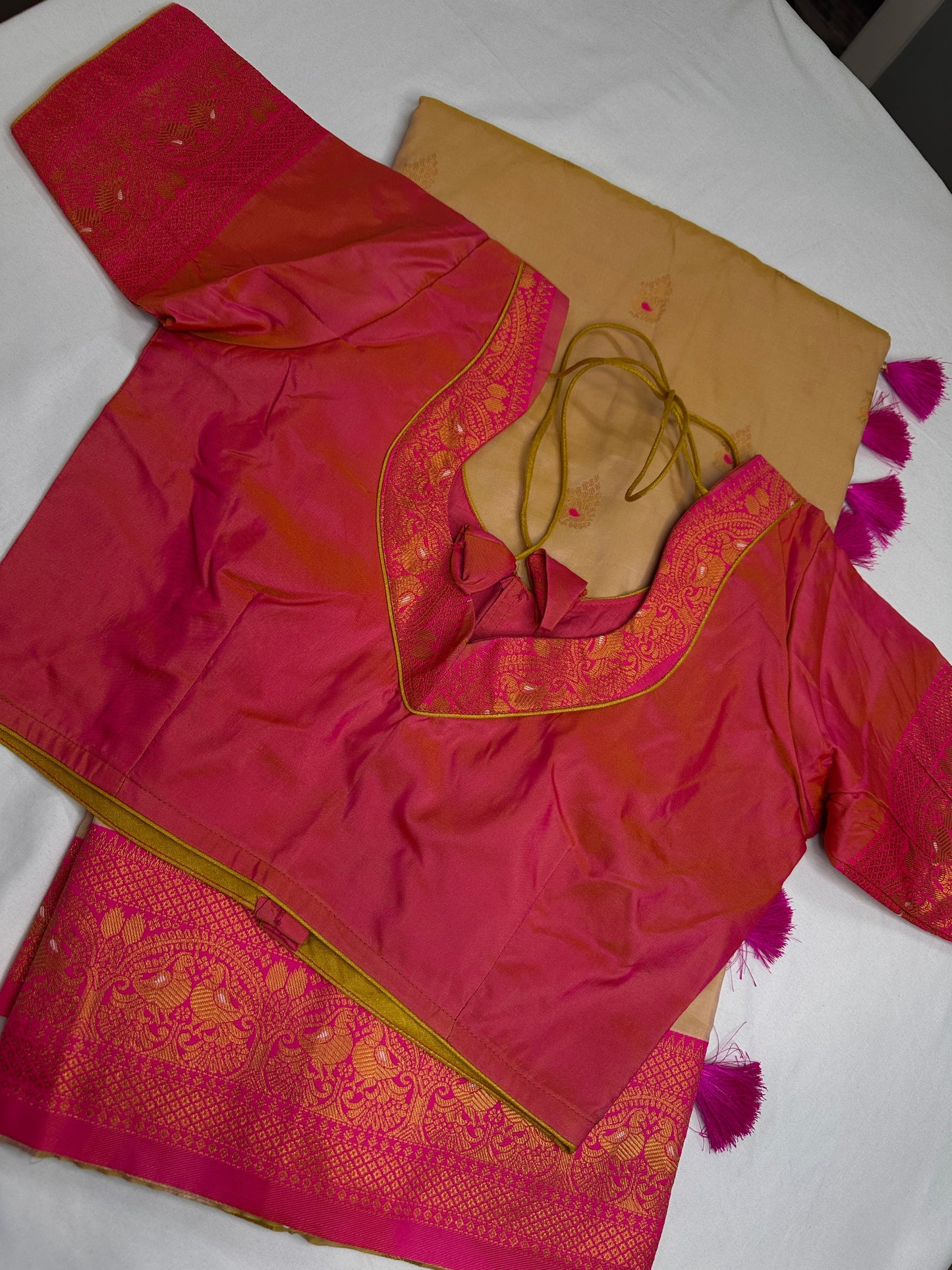 Paithani Silk Beigh Pink Saree - 