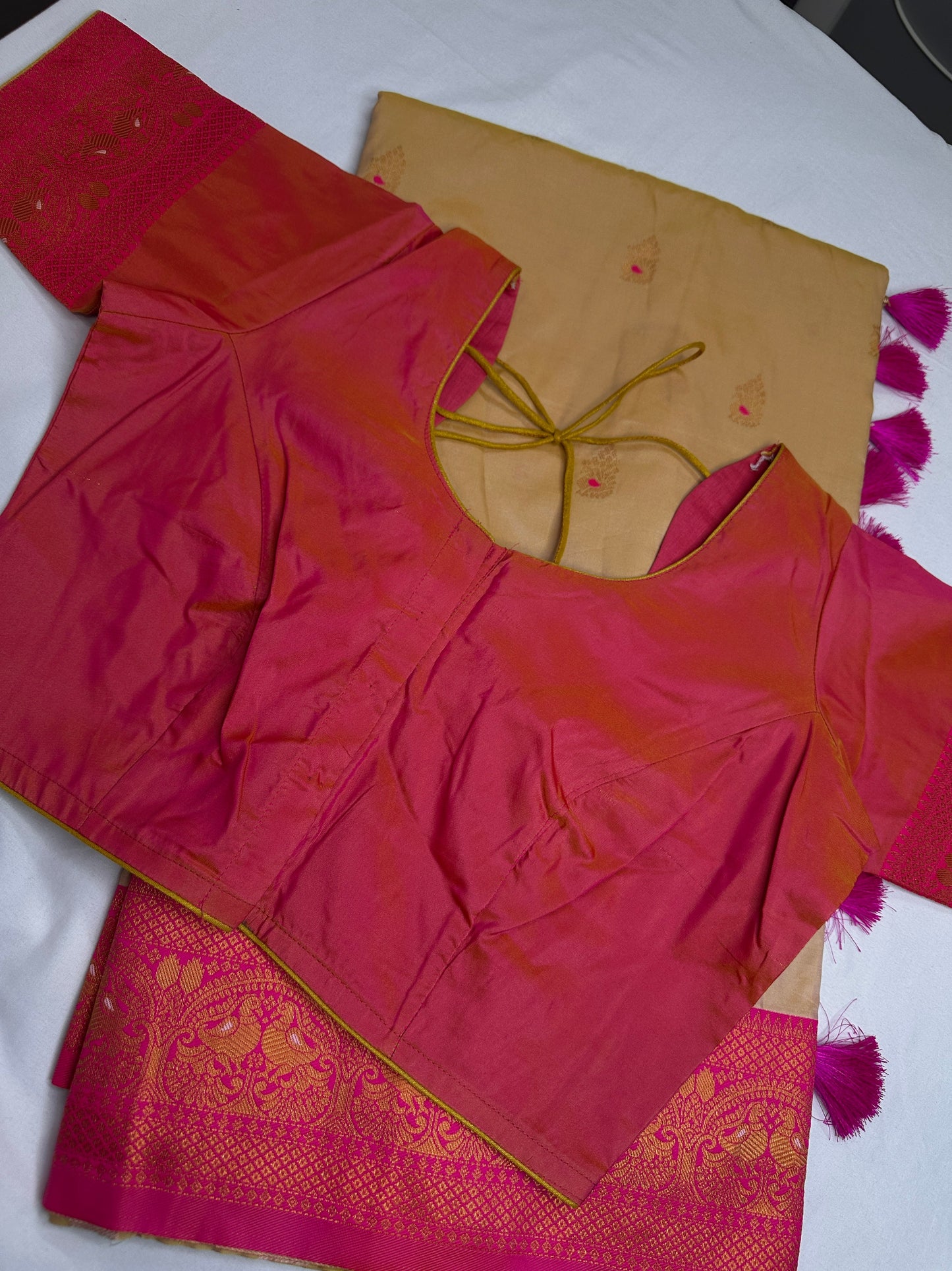 Paithani Silk Beigh Pink Saree - 