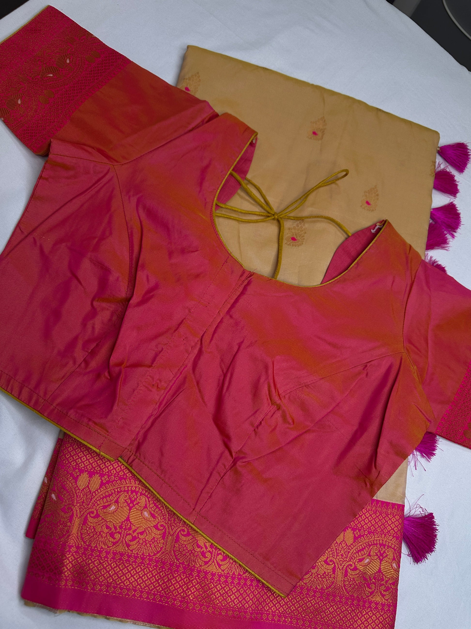 Paithani Silk Beigh Pink Saree - 