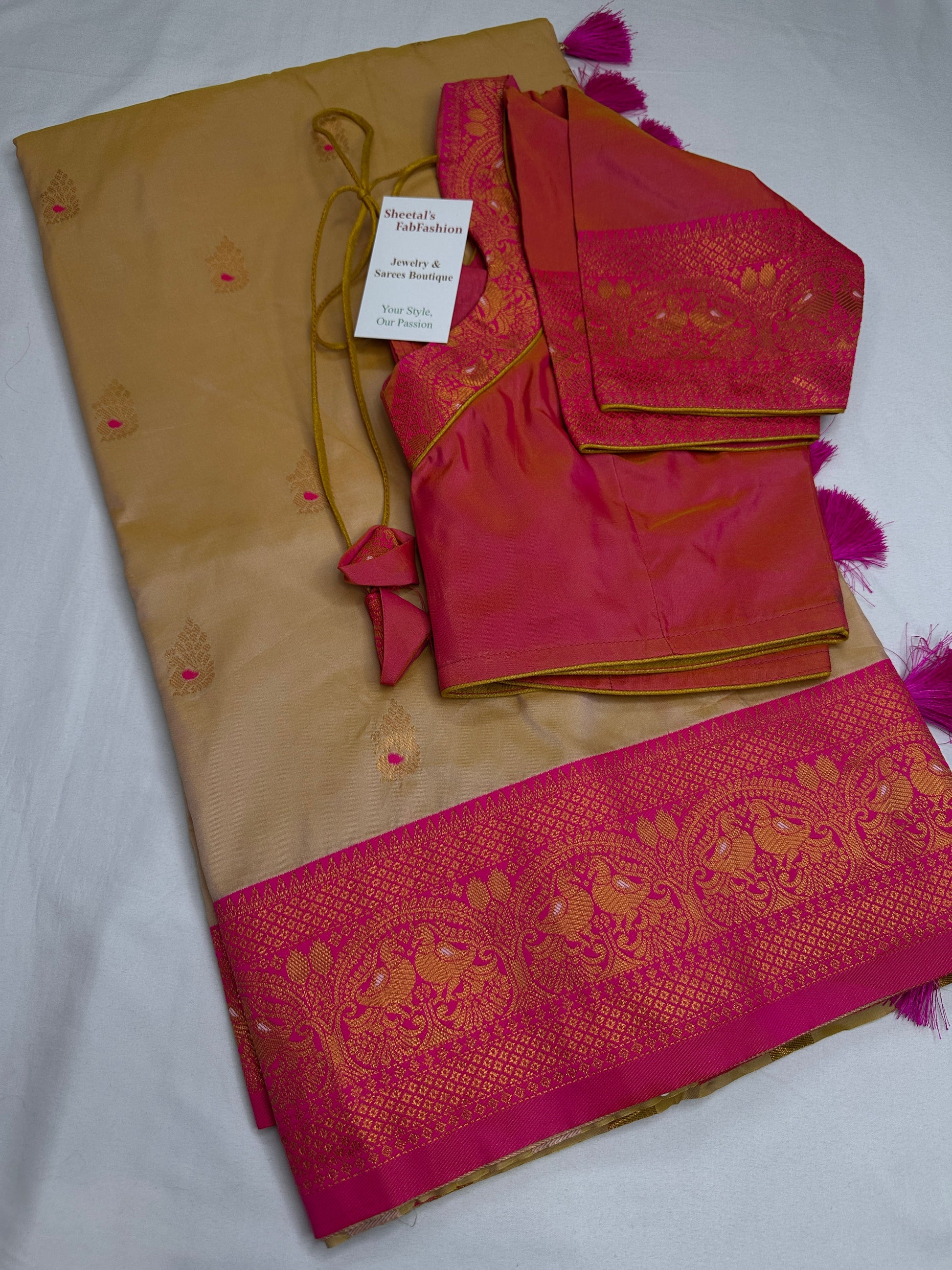 Paithani Silk Beigh Pink Saree - 