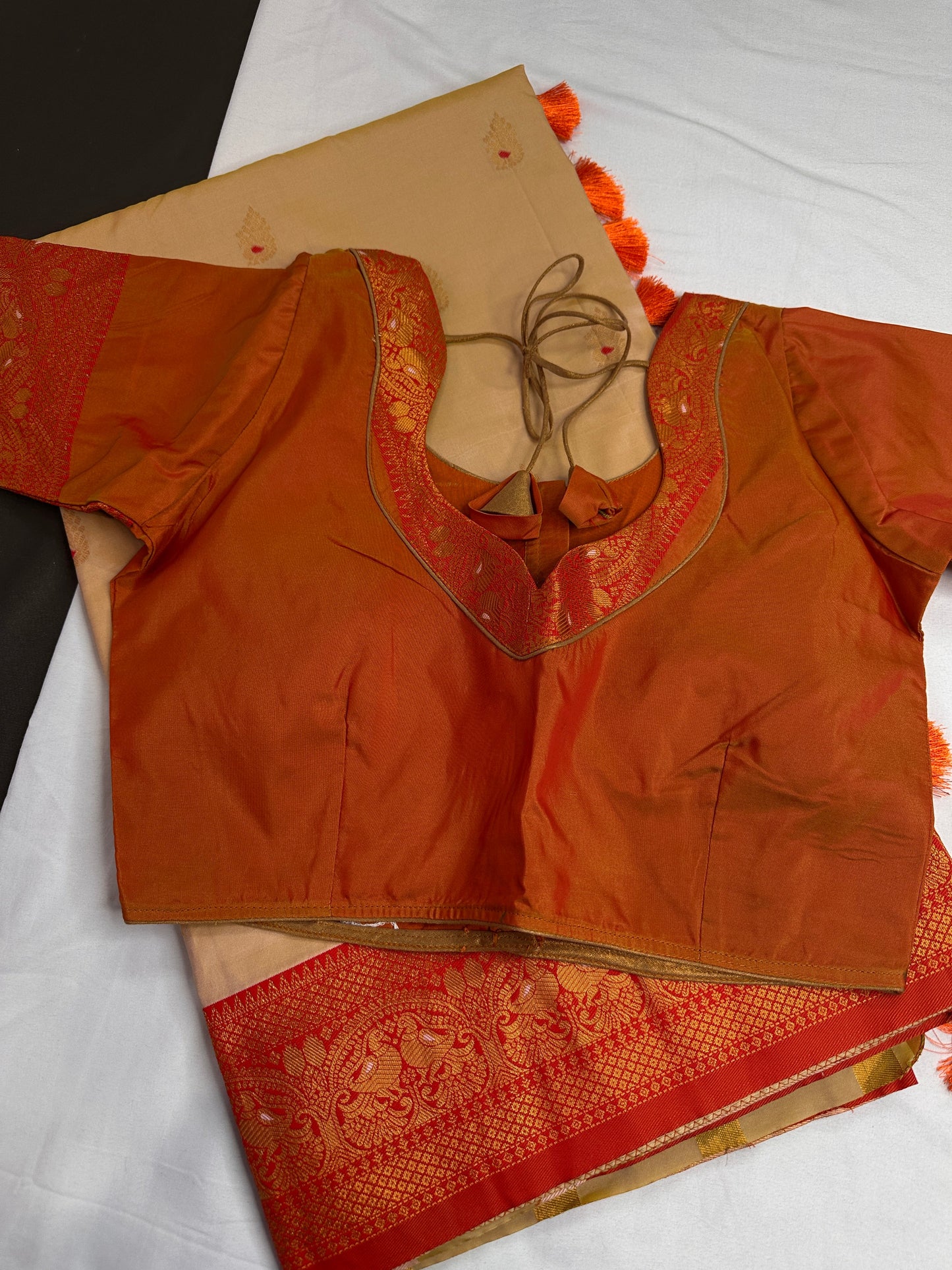 Paithani Silk Beige orange Saree - 