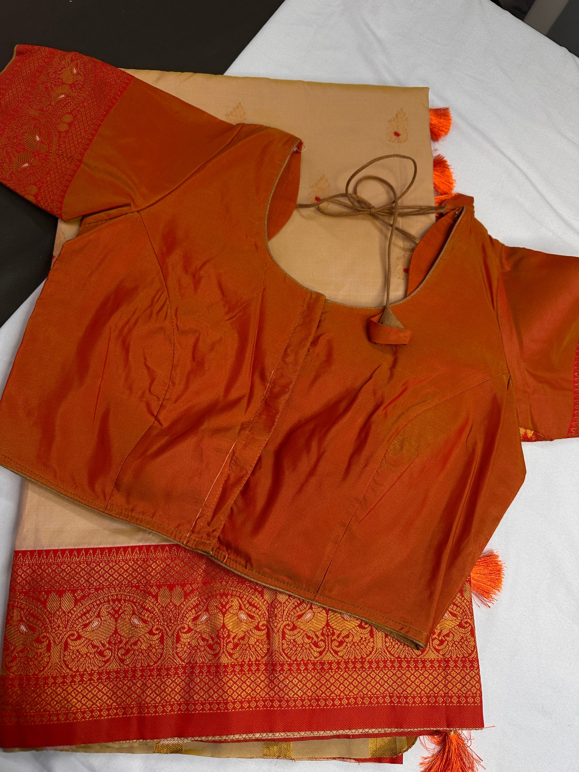 Paithani Silk Beige orange Saree - 