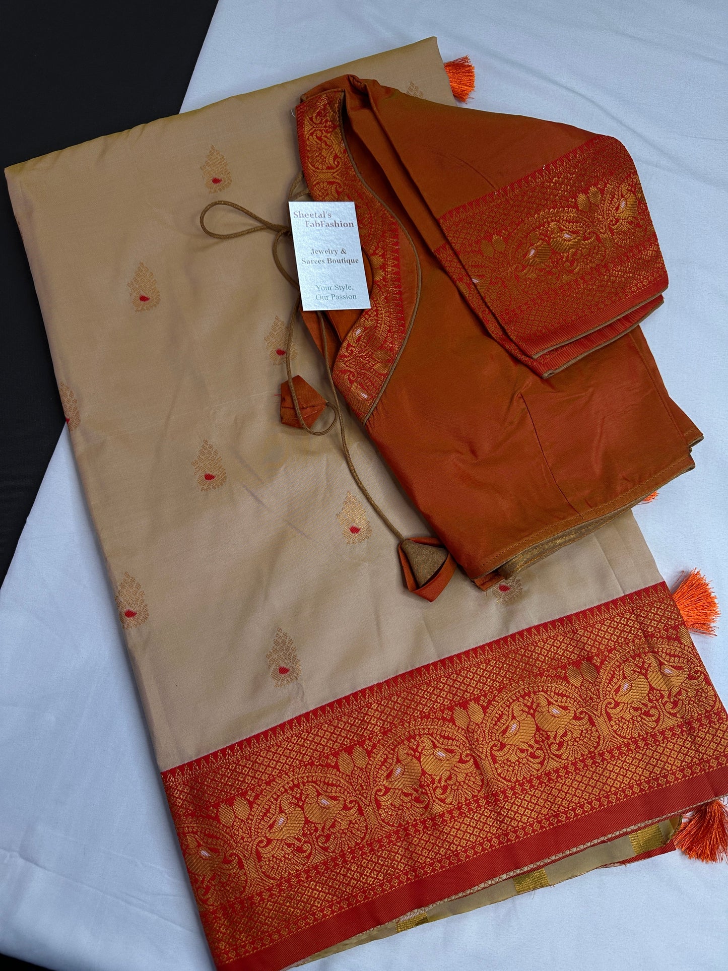 Paithani Silk Beige orange Saree - 
