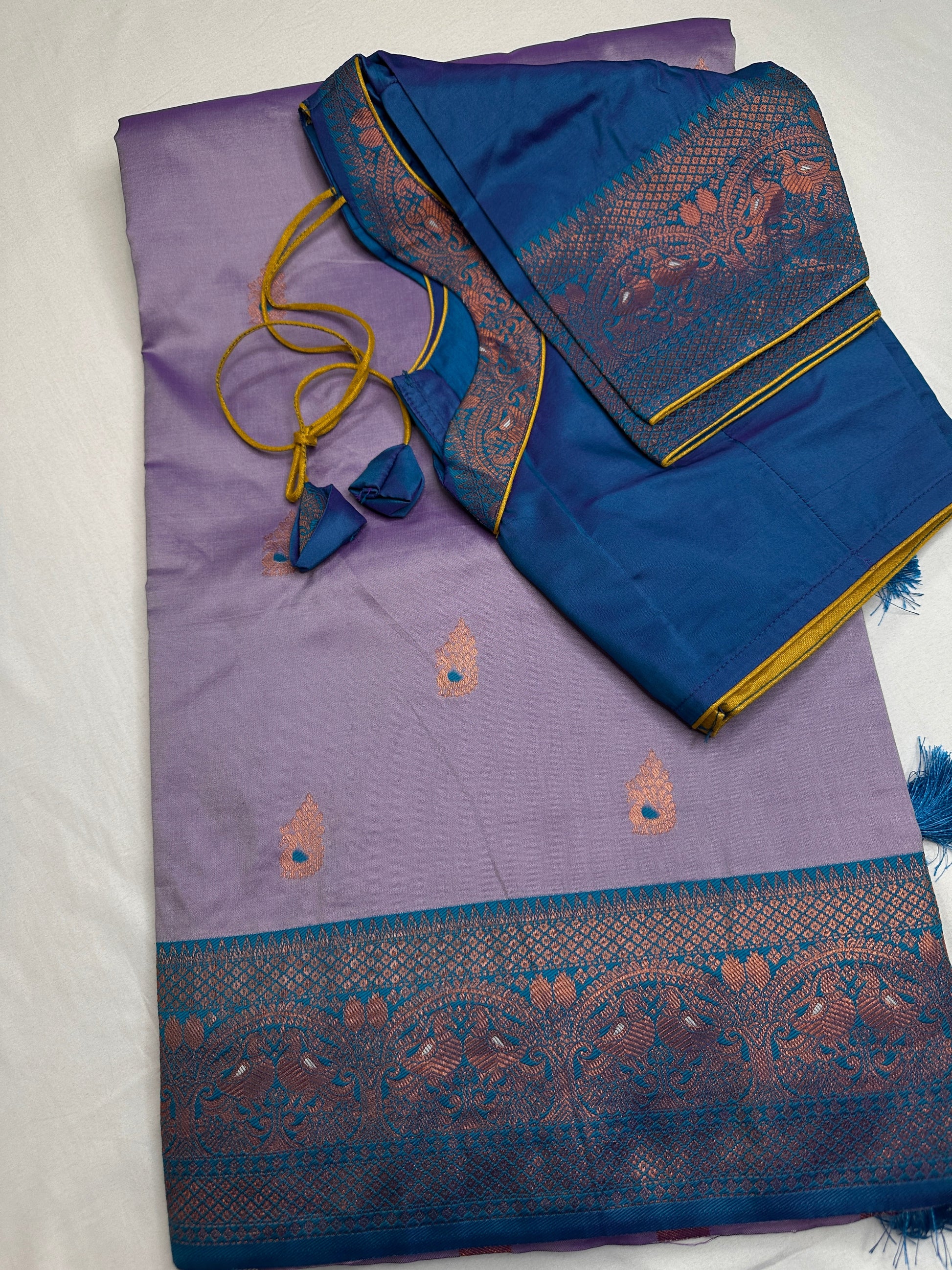 Lavender Purple Paithani Silk Saree - 