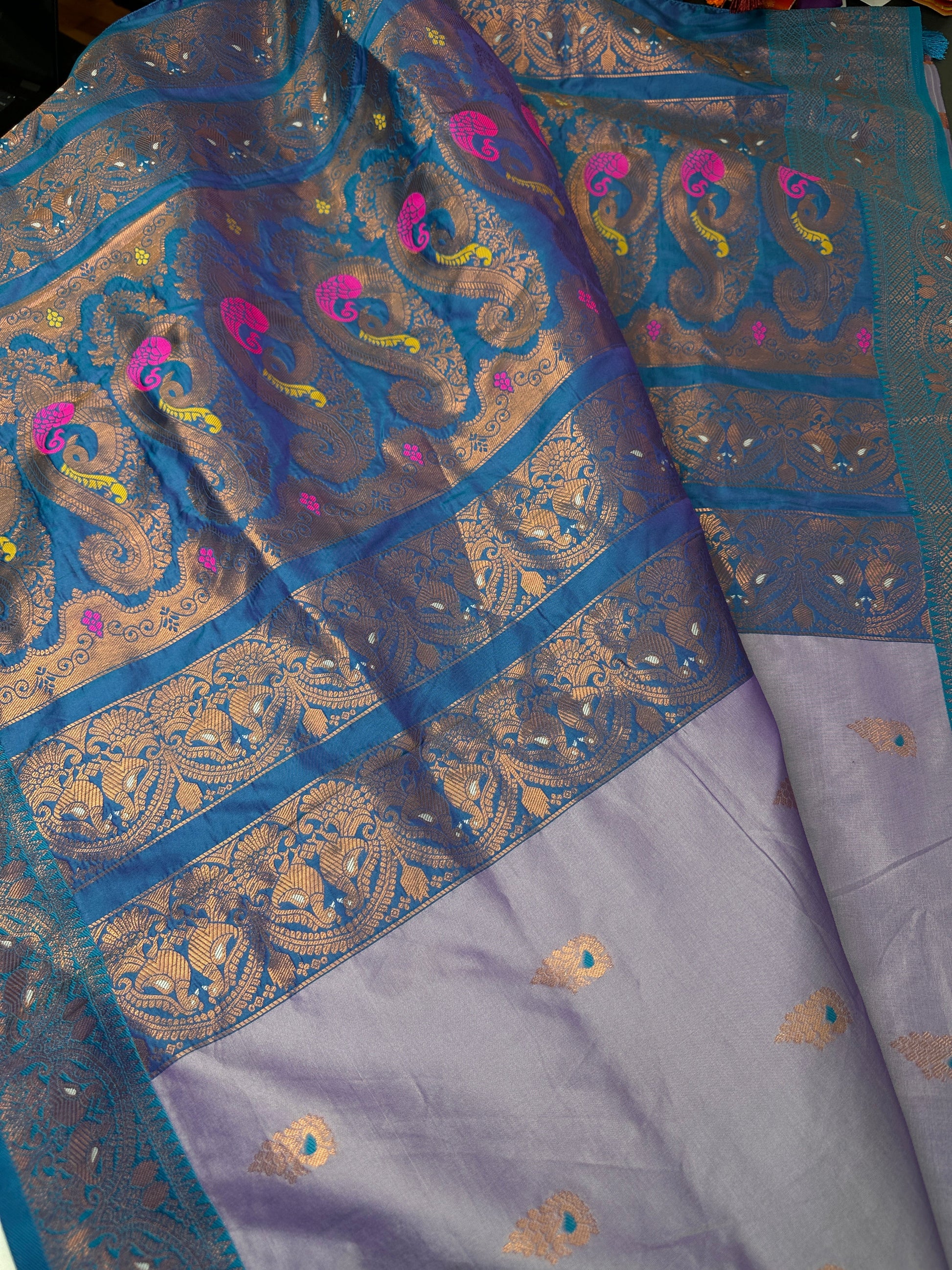 Lavender Purple Paithani Silk Saree - 