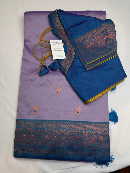 Lavender Purple Paithani Silk Saree - 