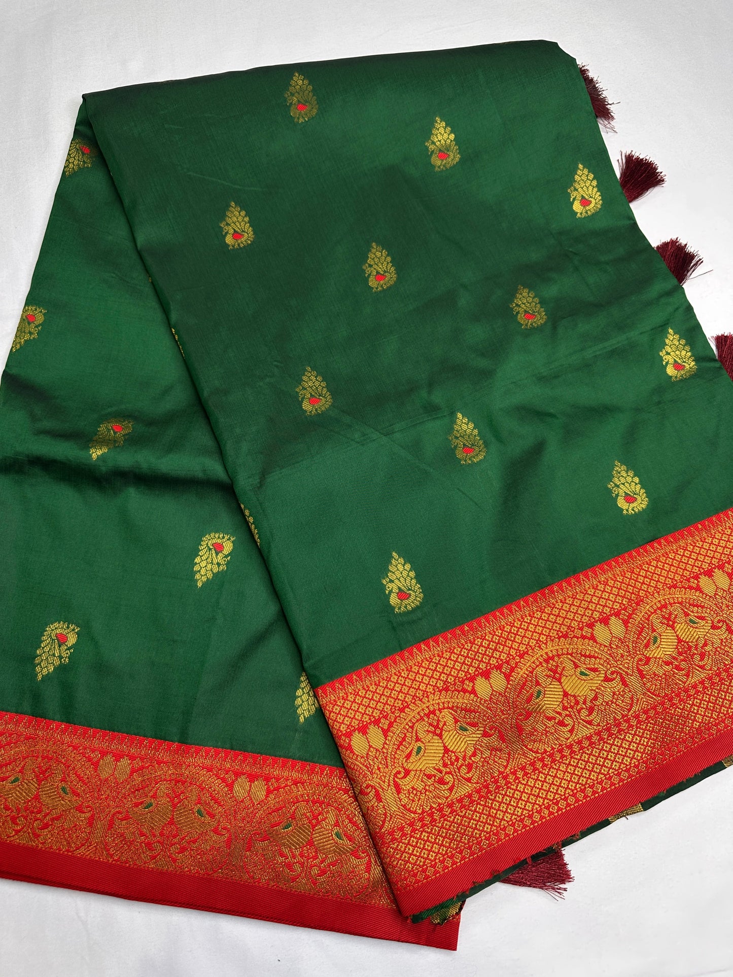 Green Red Paithani Silk Saree - 