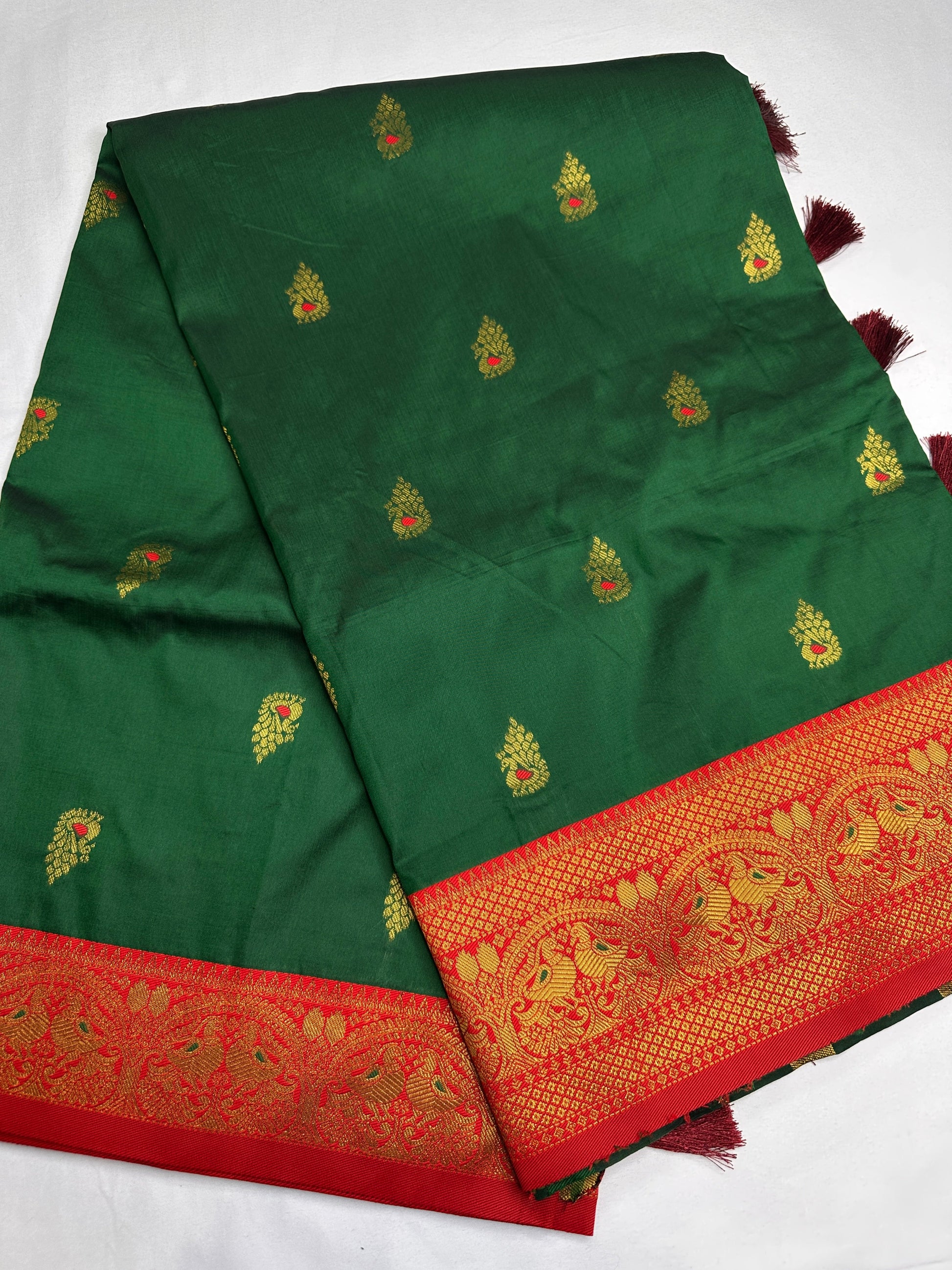 Green Red Paithani Silk Saree - 
