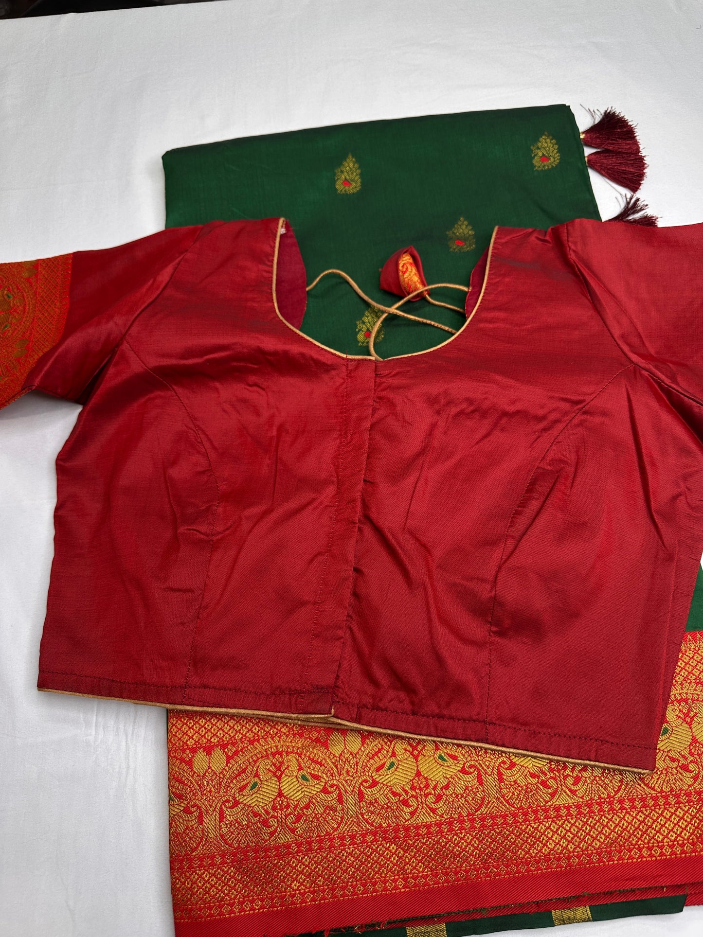 Green Red Paithani Silk Saree - 