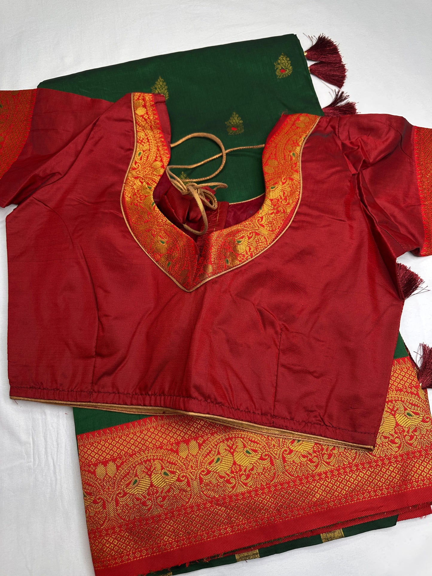 Green Red Paithani Silk Saree - 