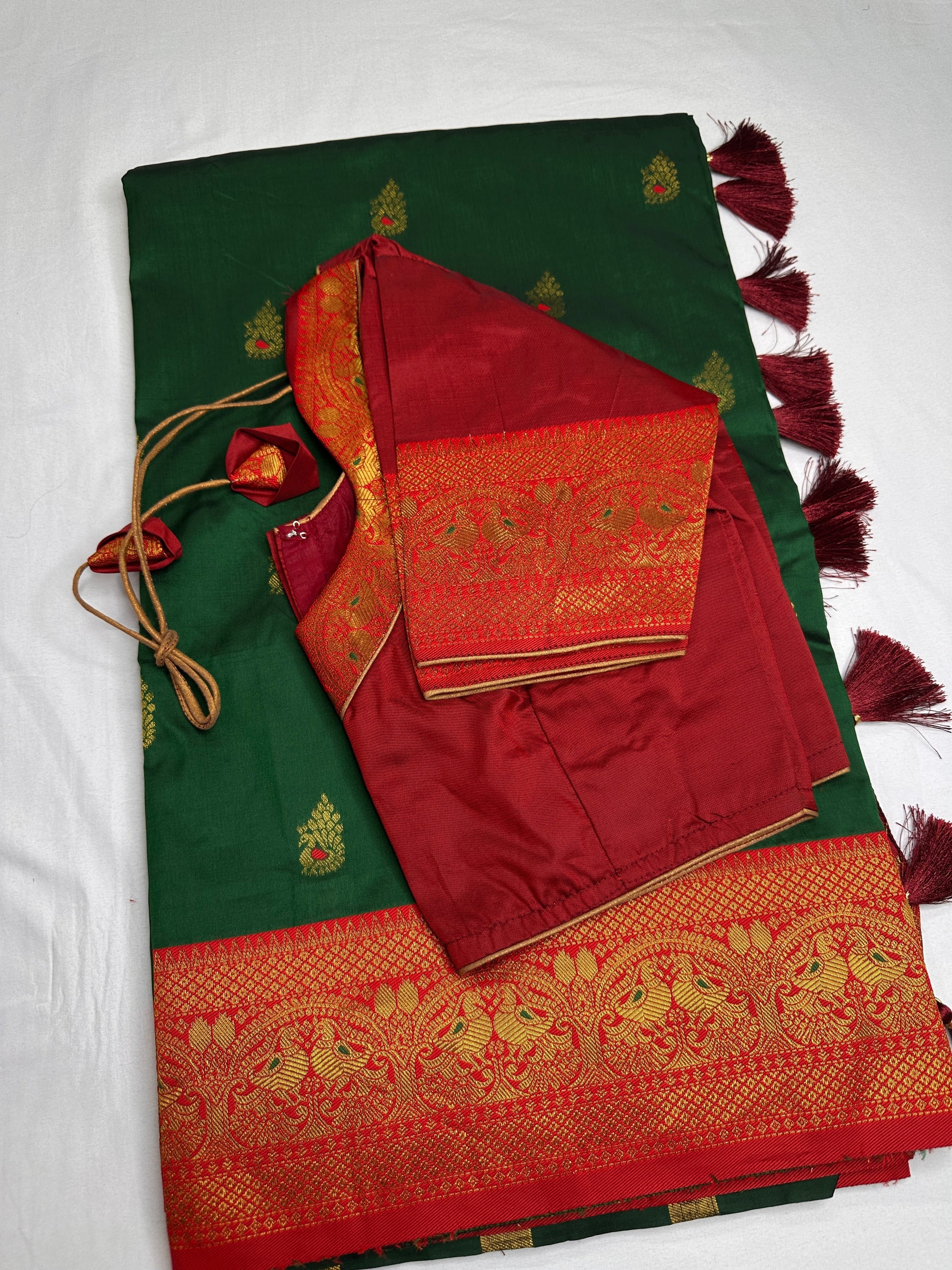 Green Red Paithani Silk Saree - 