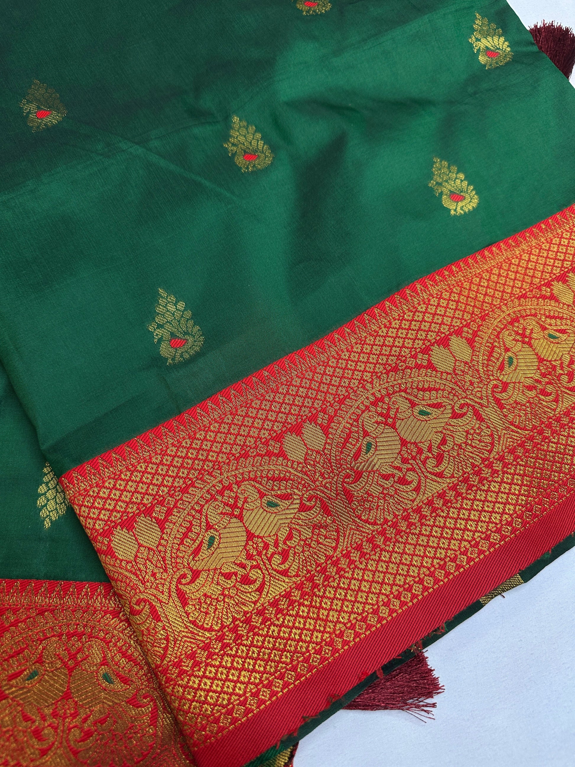 Green Red Paithani Silk Saree - 