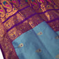 Blue Purple Paithani Silk Saree - 