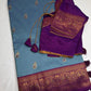 Blue Purple Paithani Silk Saree - 