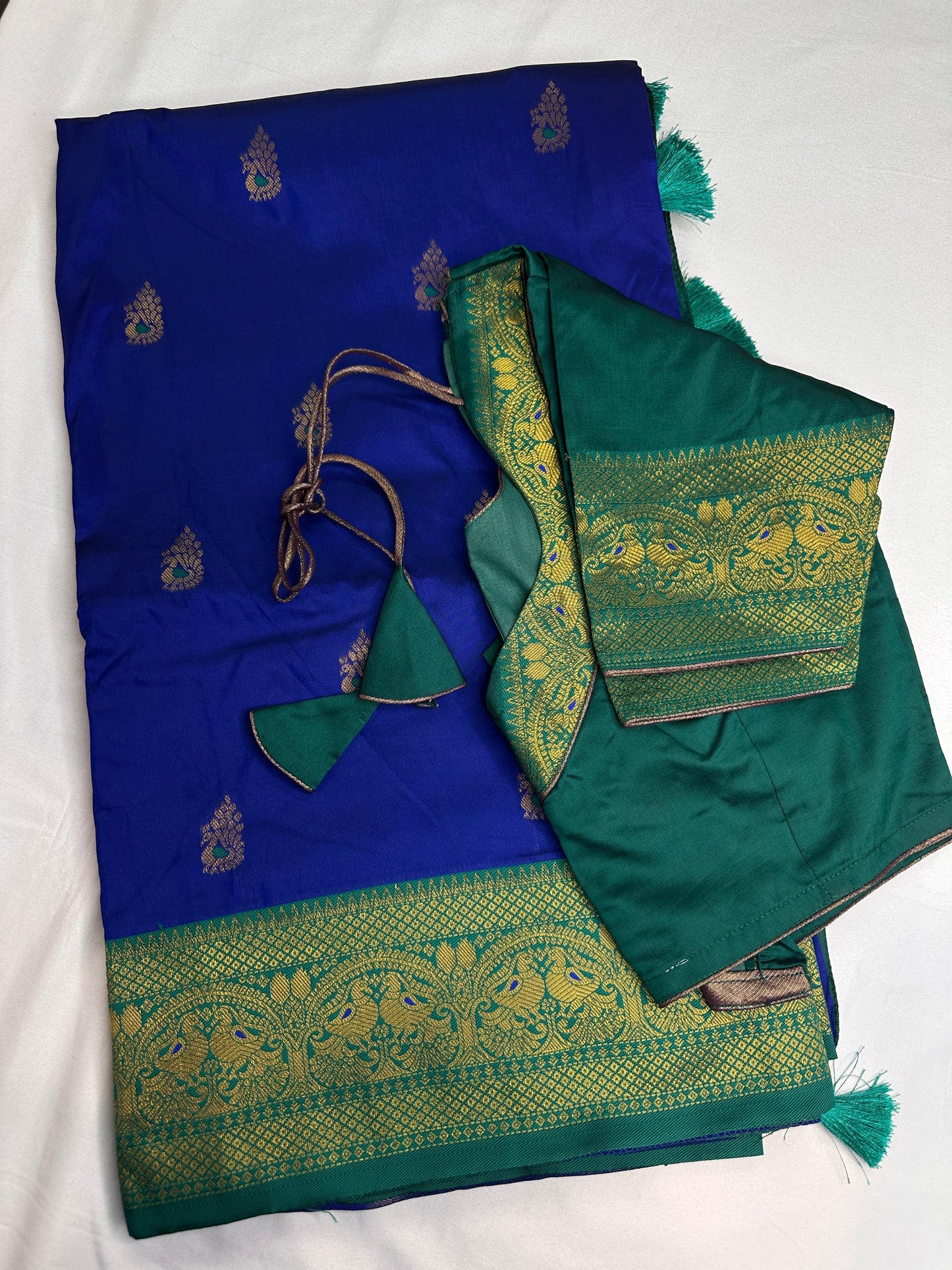 Blue Green Paithani Silk Saree - 
