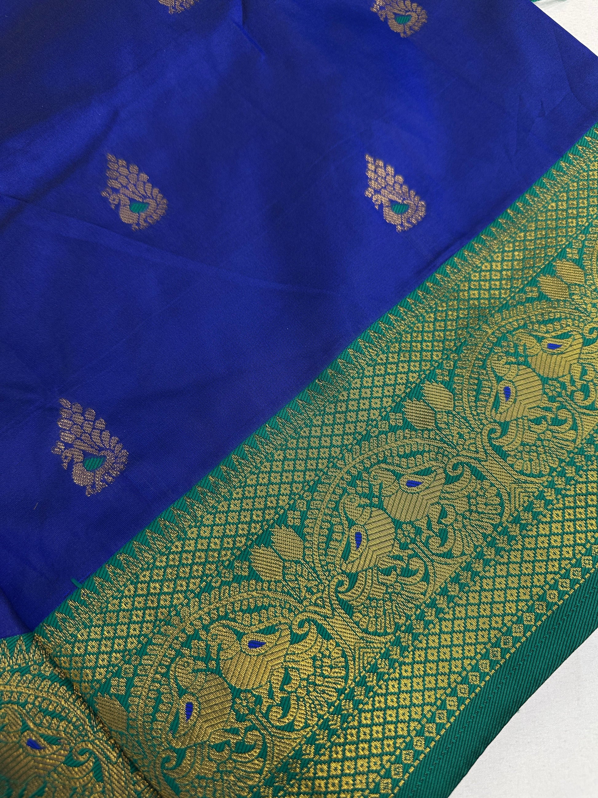 Blue Green Paithani Silk Saree - 