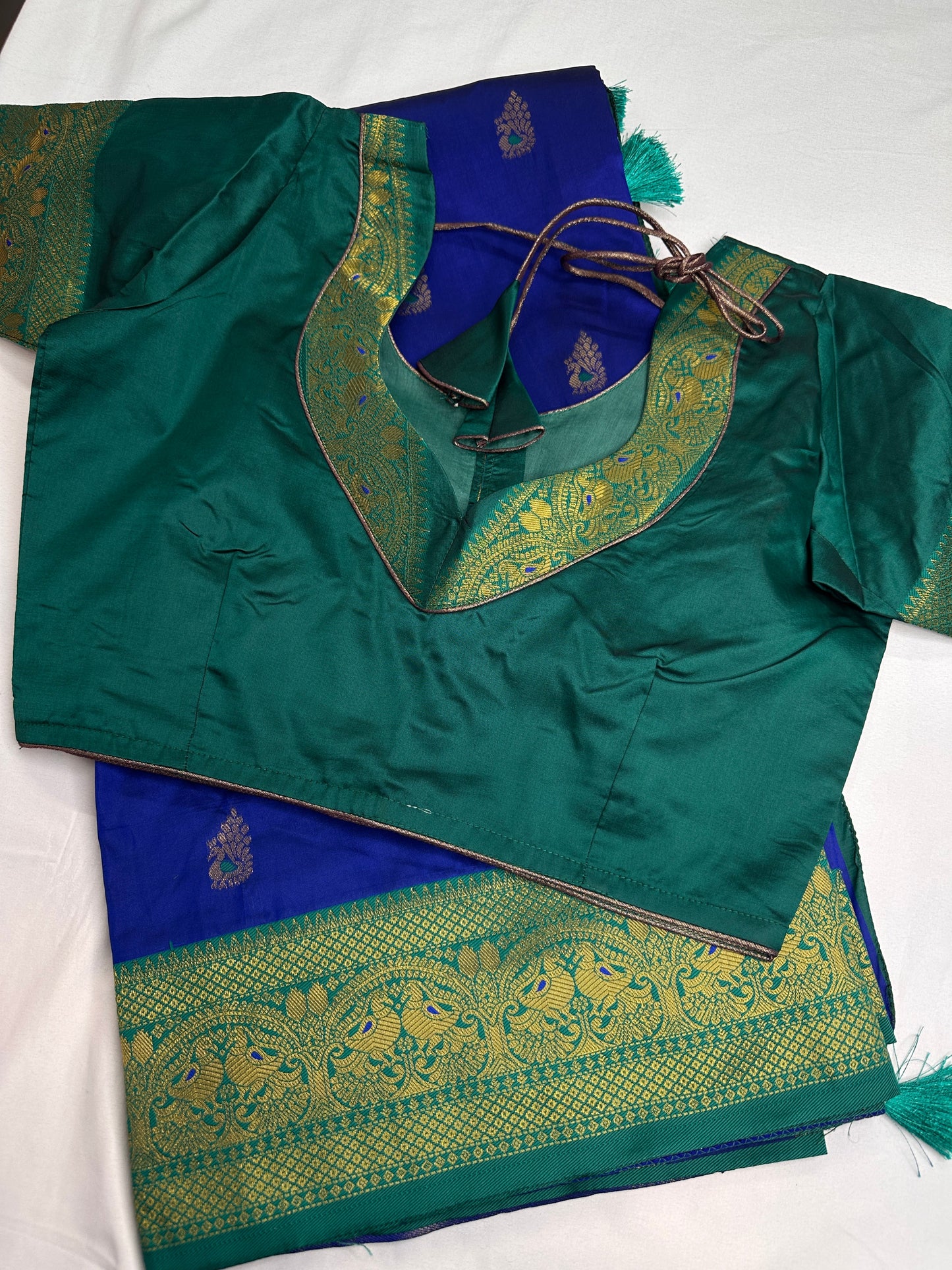 Blue Green Paithani Silk Saree - 