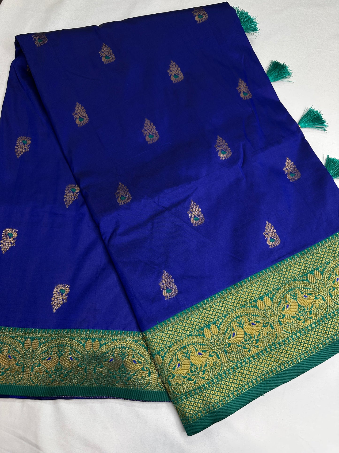 Blue Green Paithani Silk Saree - 