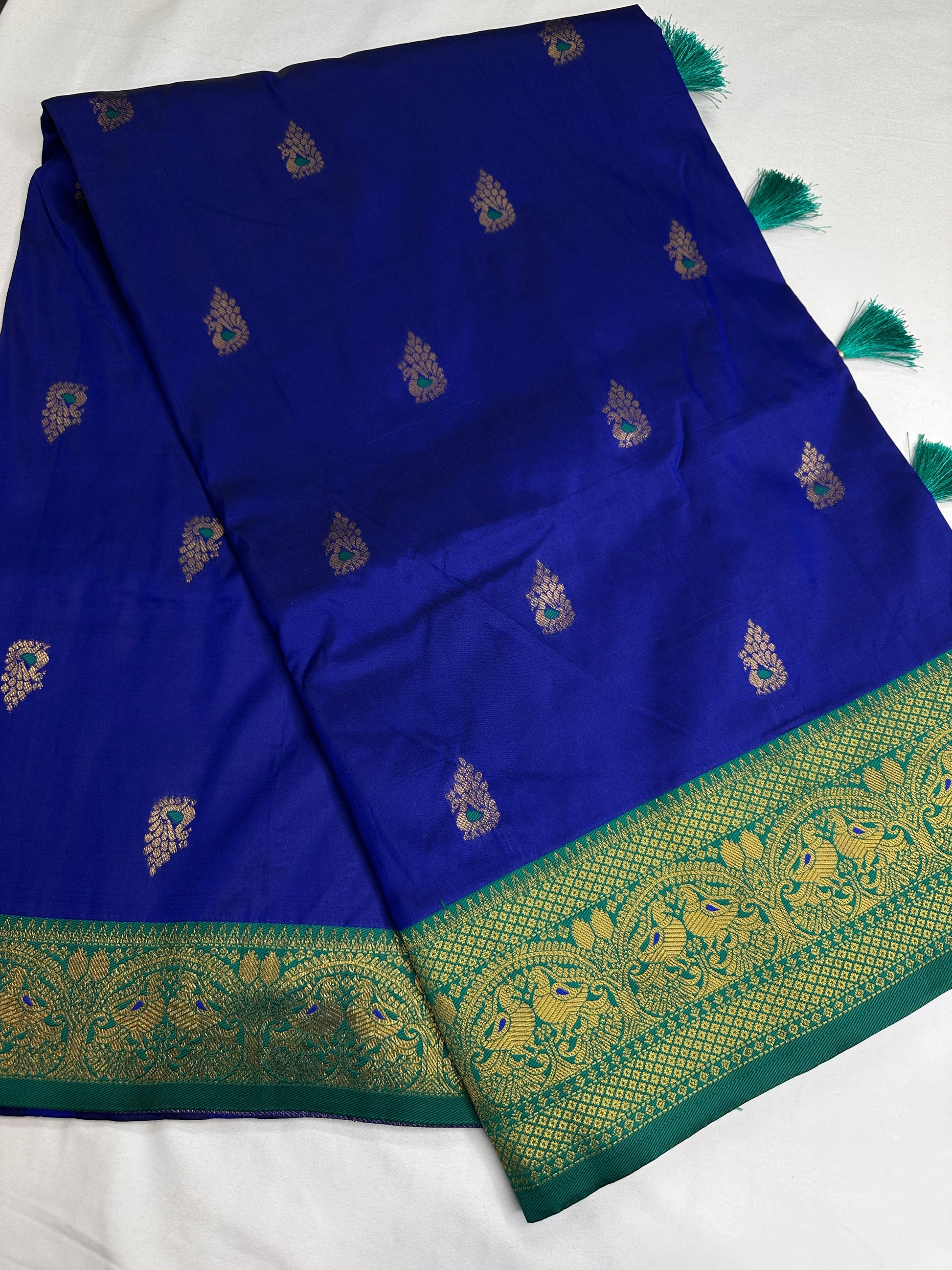 Blue Green Paithani Silk Saree - 