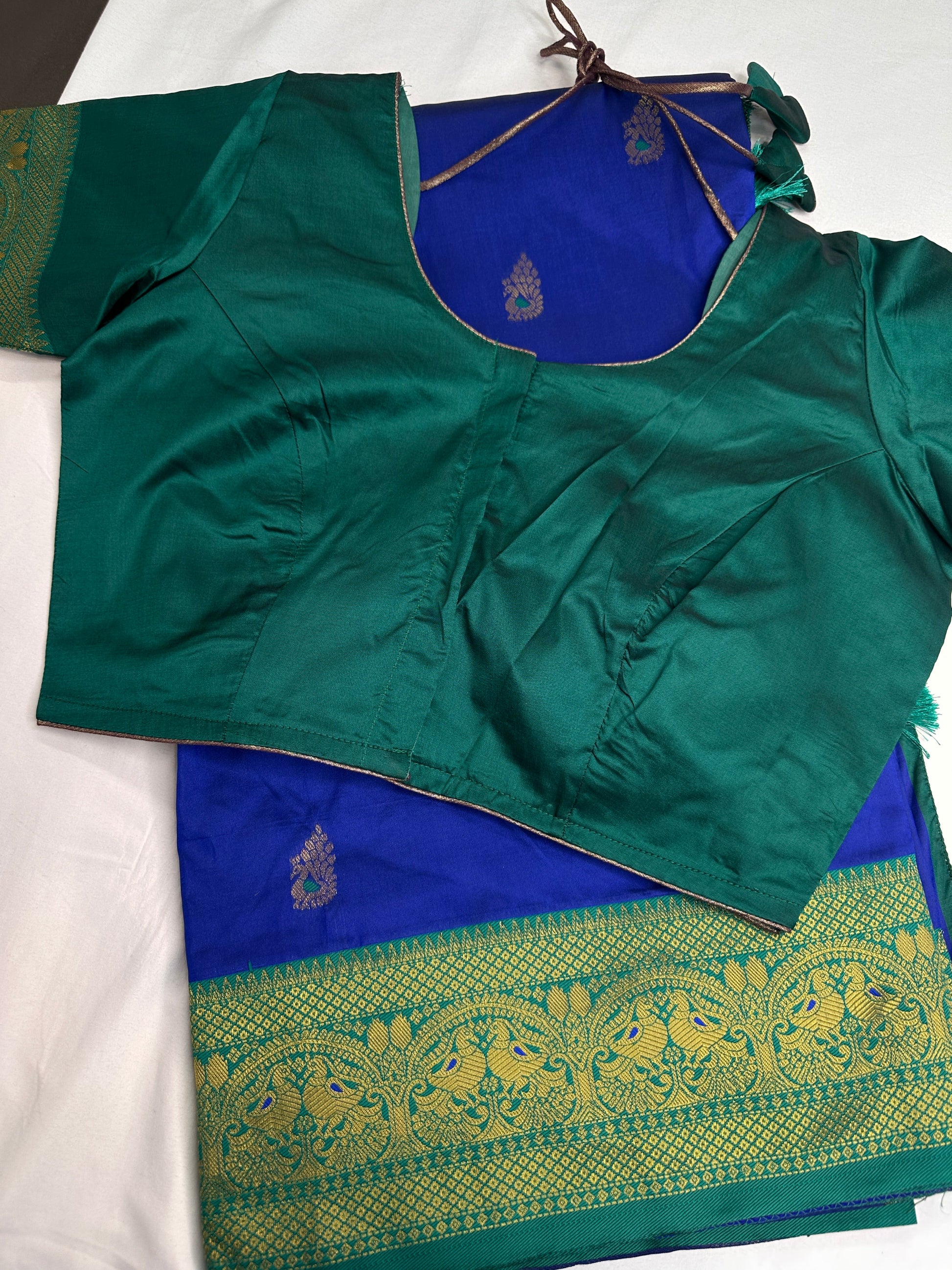 Blue Green Paithani Silk Saree - 