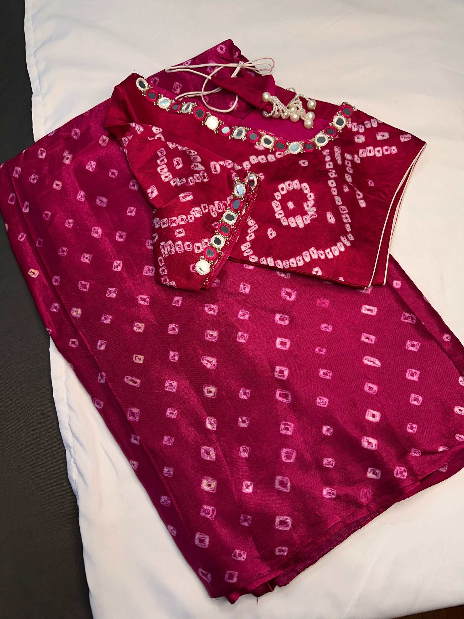Bandhani Bhandej Pink Modal Silk Saree - 