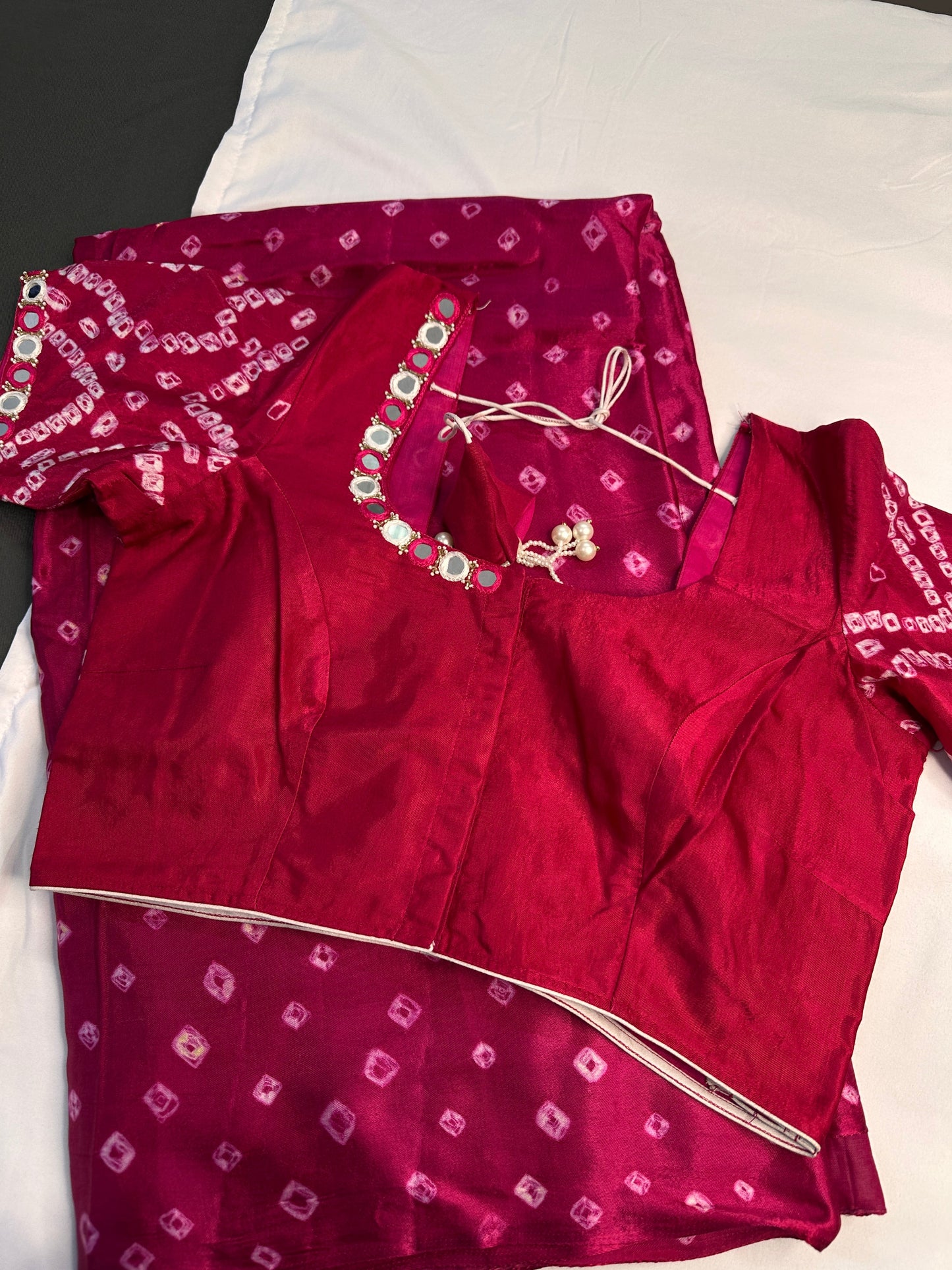 Bandhani Bhandej Pink Modal Silk Saree - 
