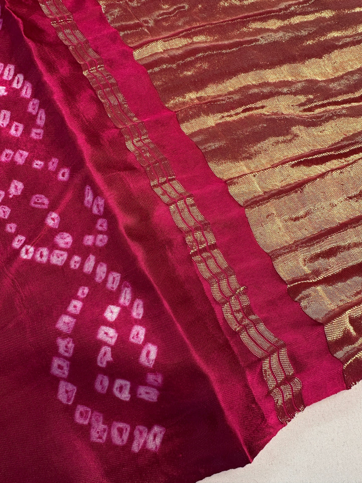 Bandhani Bhandej Pink Modal Silk Saree - 