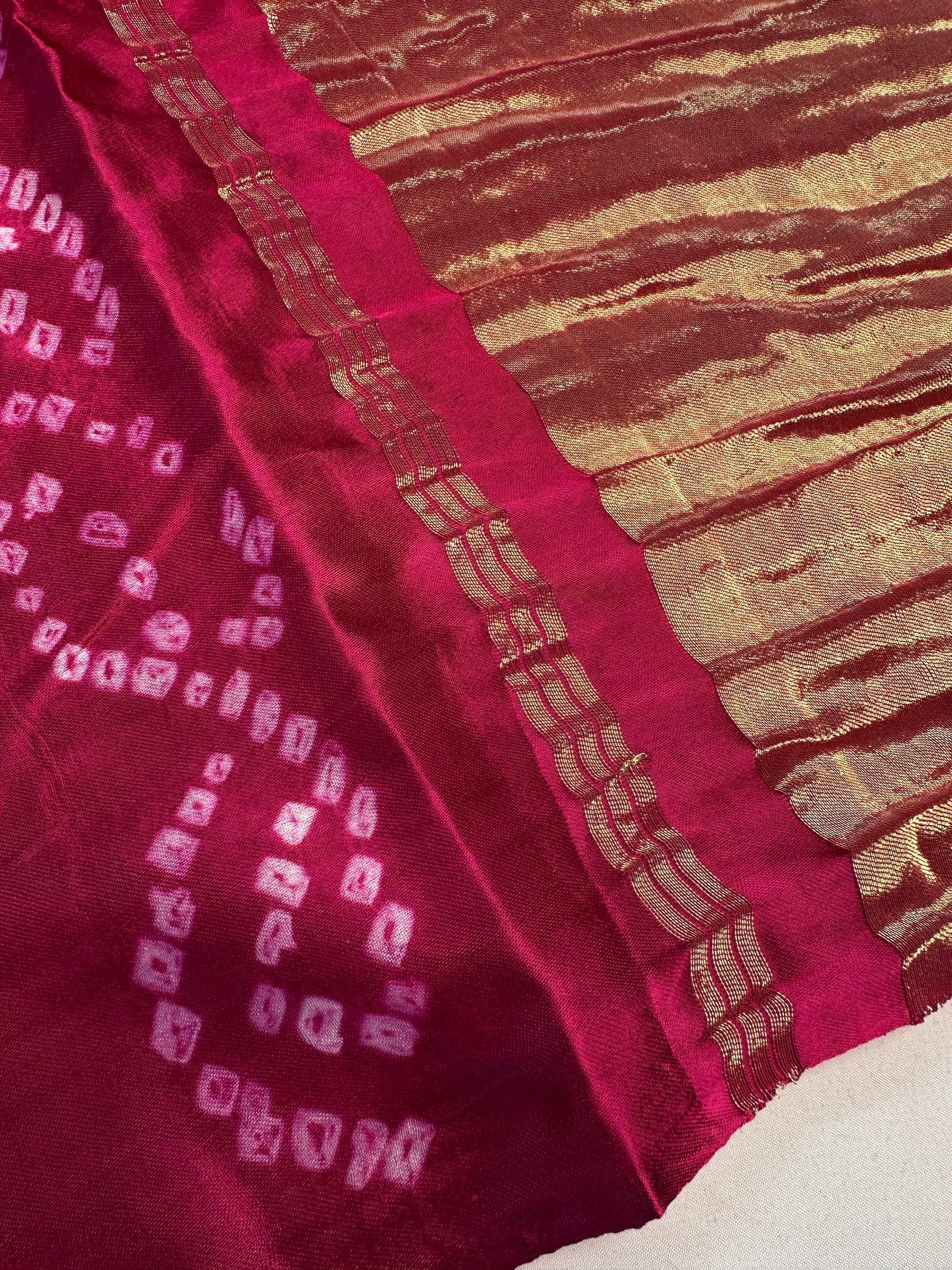 Bandhani Bhandej Pink Modal Silk Saree - 