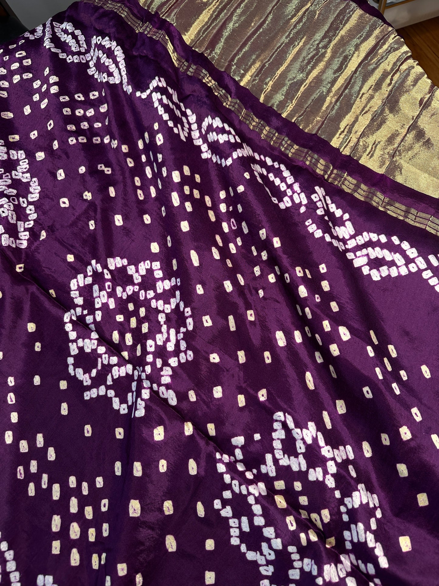 Bandhani Bhandej Purple Modal Silk Saree - 