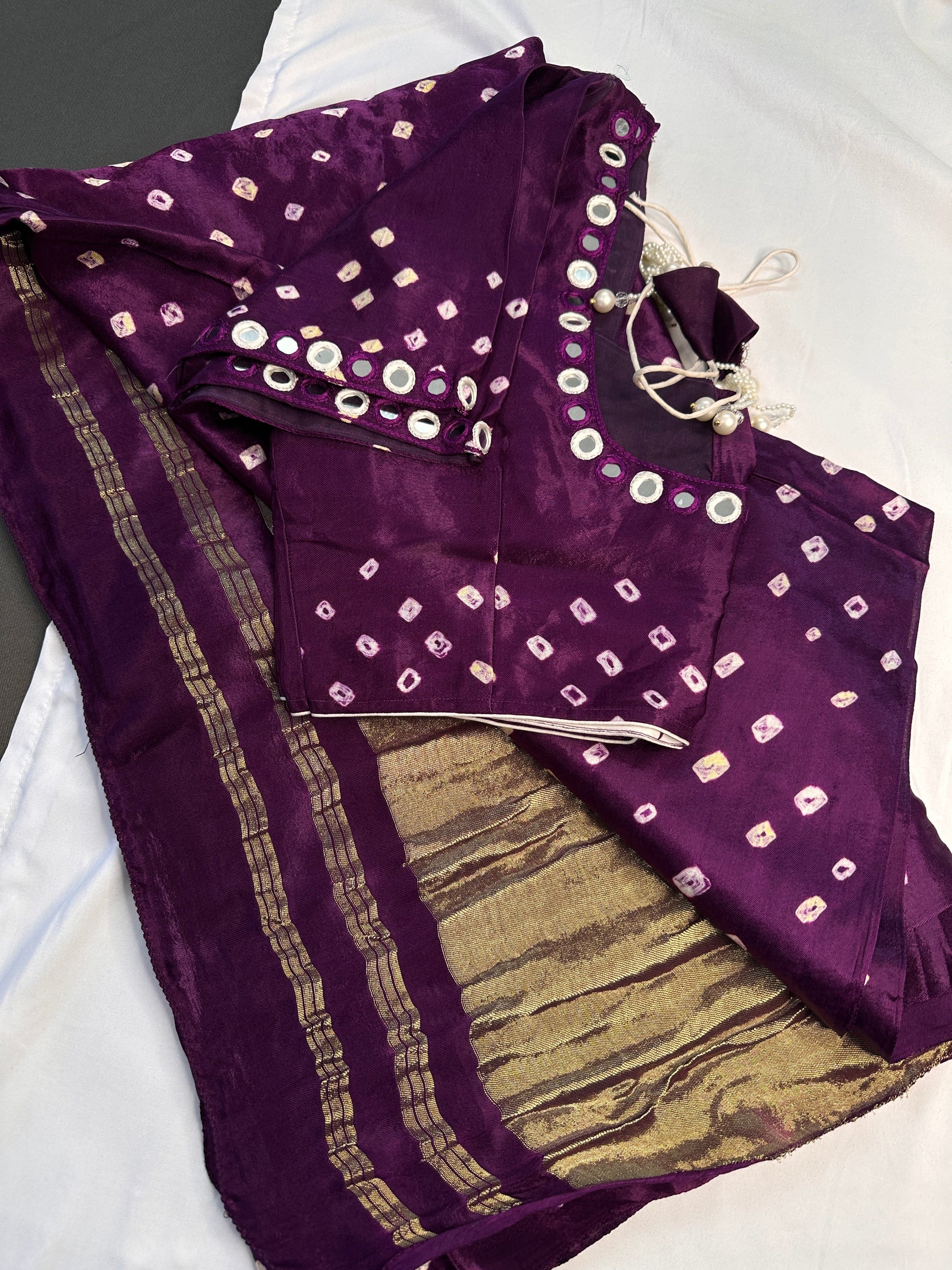 Bandhani Bhandej Purple Modal Silk Saree - 