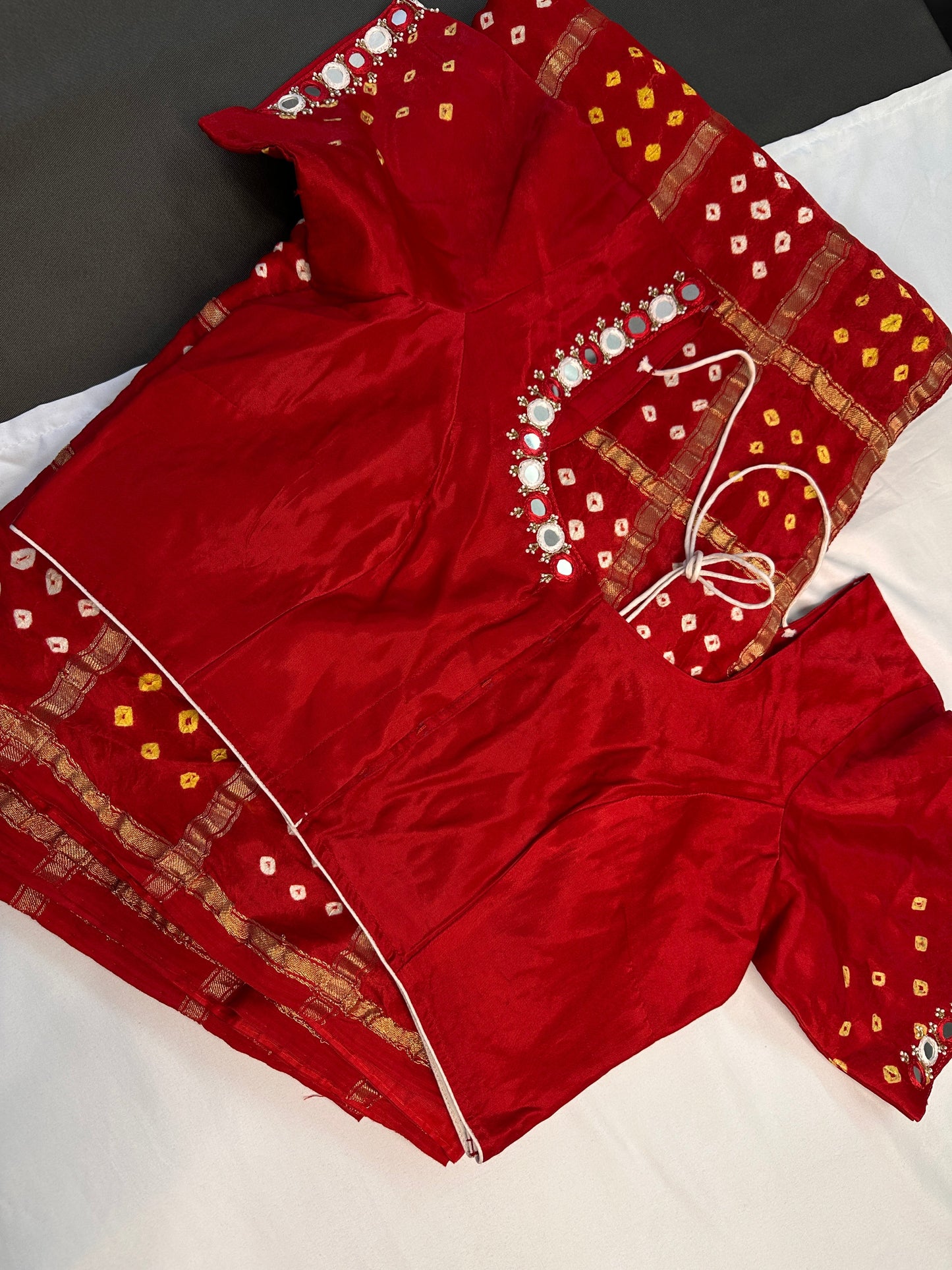 Bandhani Bhandej Gharchola Modal Silk Red Saree - 