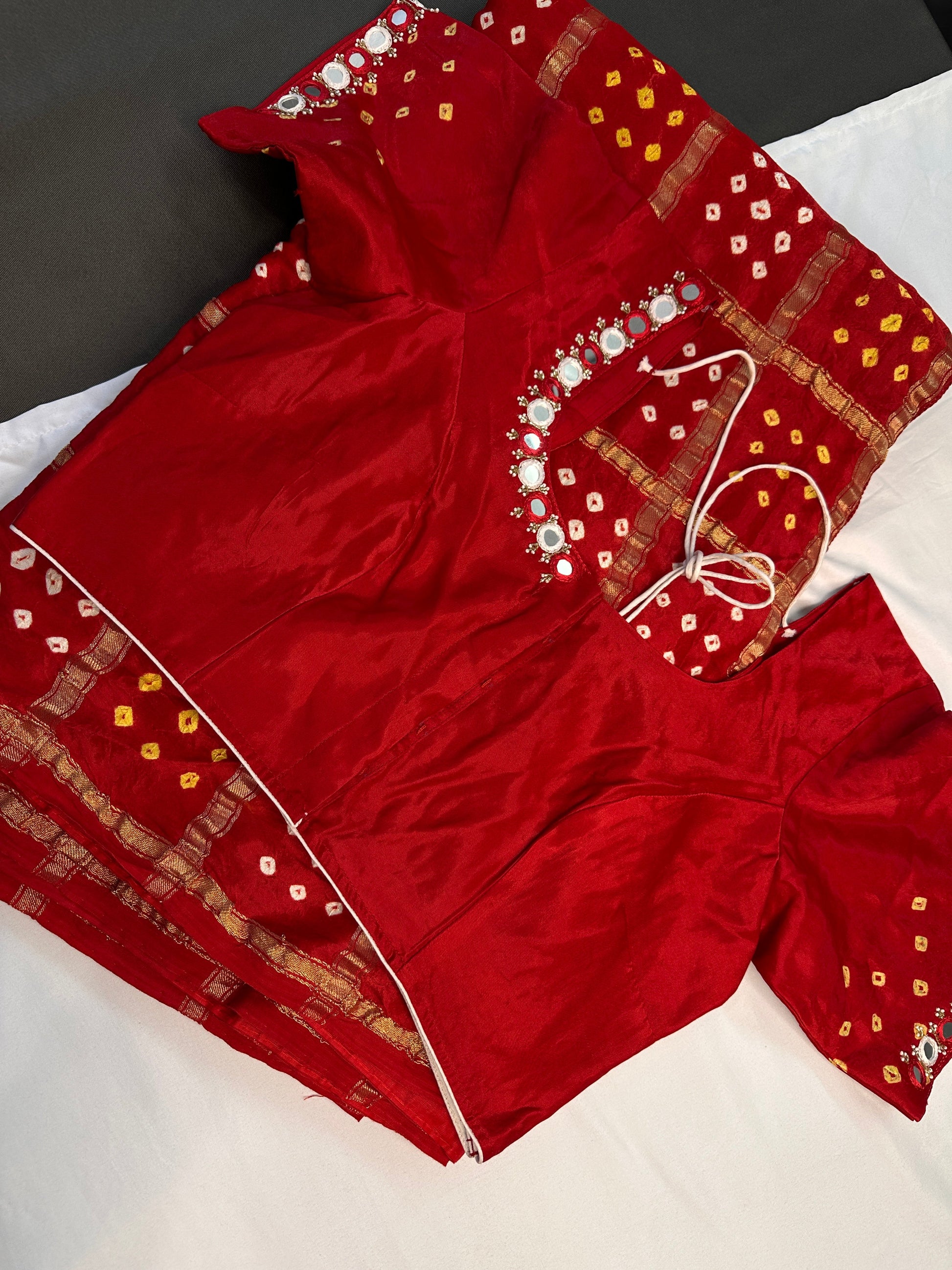 Bandhani Bhandej Gharchola Modal Silk Red Saree - 