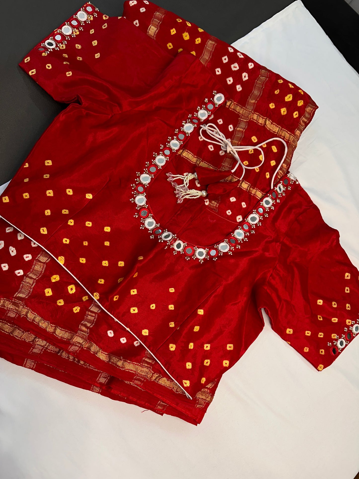 Bandhani Bhandej Gharchola Modal Silk Red Saree - 