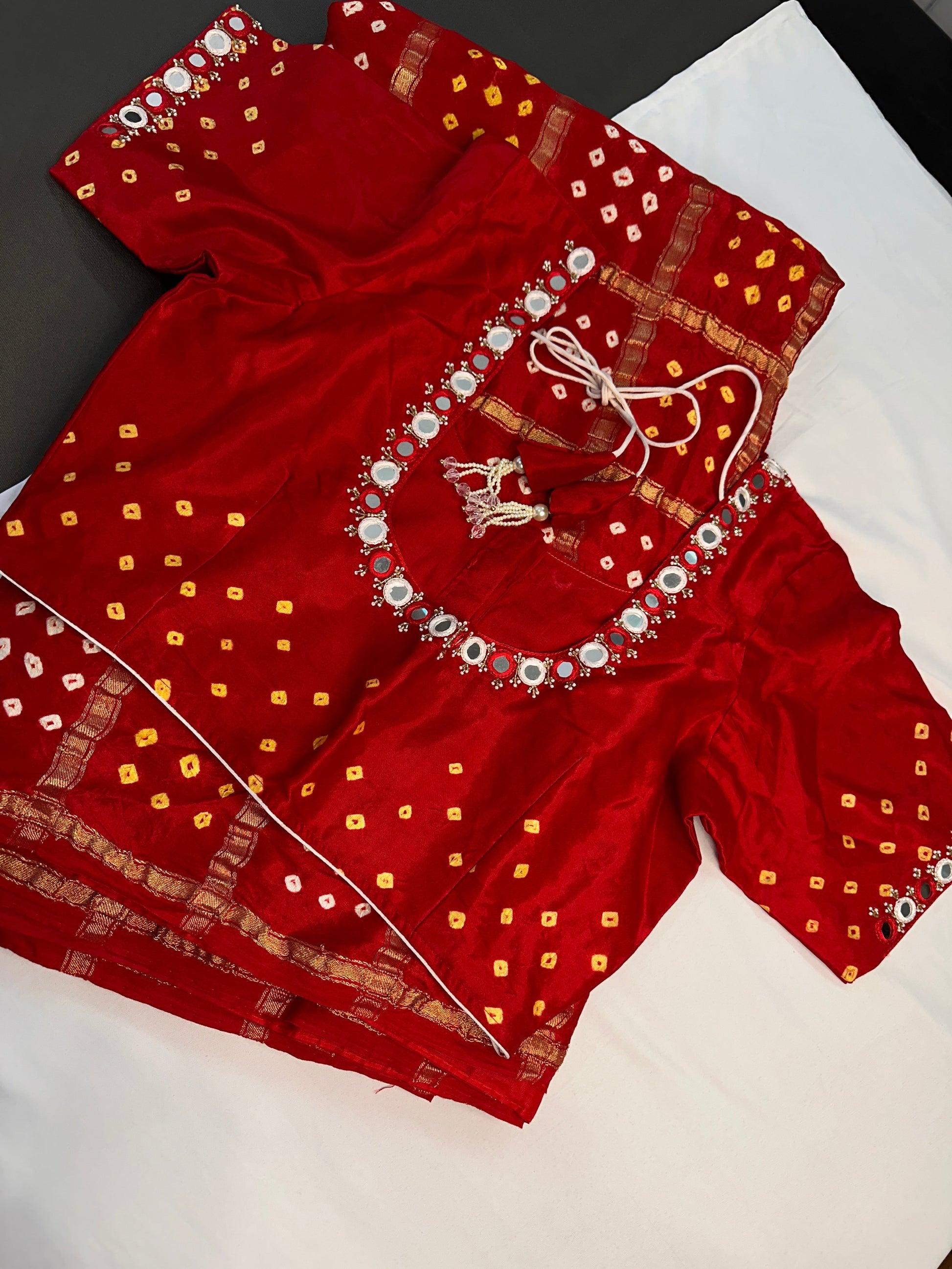 Bandhani Bhandej Gharchola Modal Silk Red Saree - 