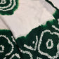 Bandhani Bhandej Half and Half White Green modal Silk Saree - 