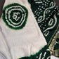 Bandhani Bhandej Half and Half White Green modal Silk Saree - 
