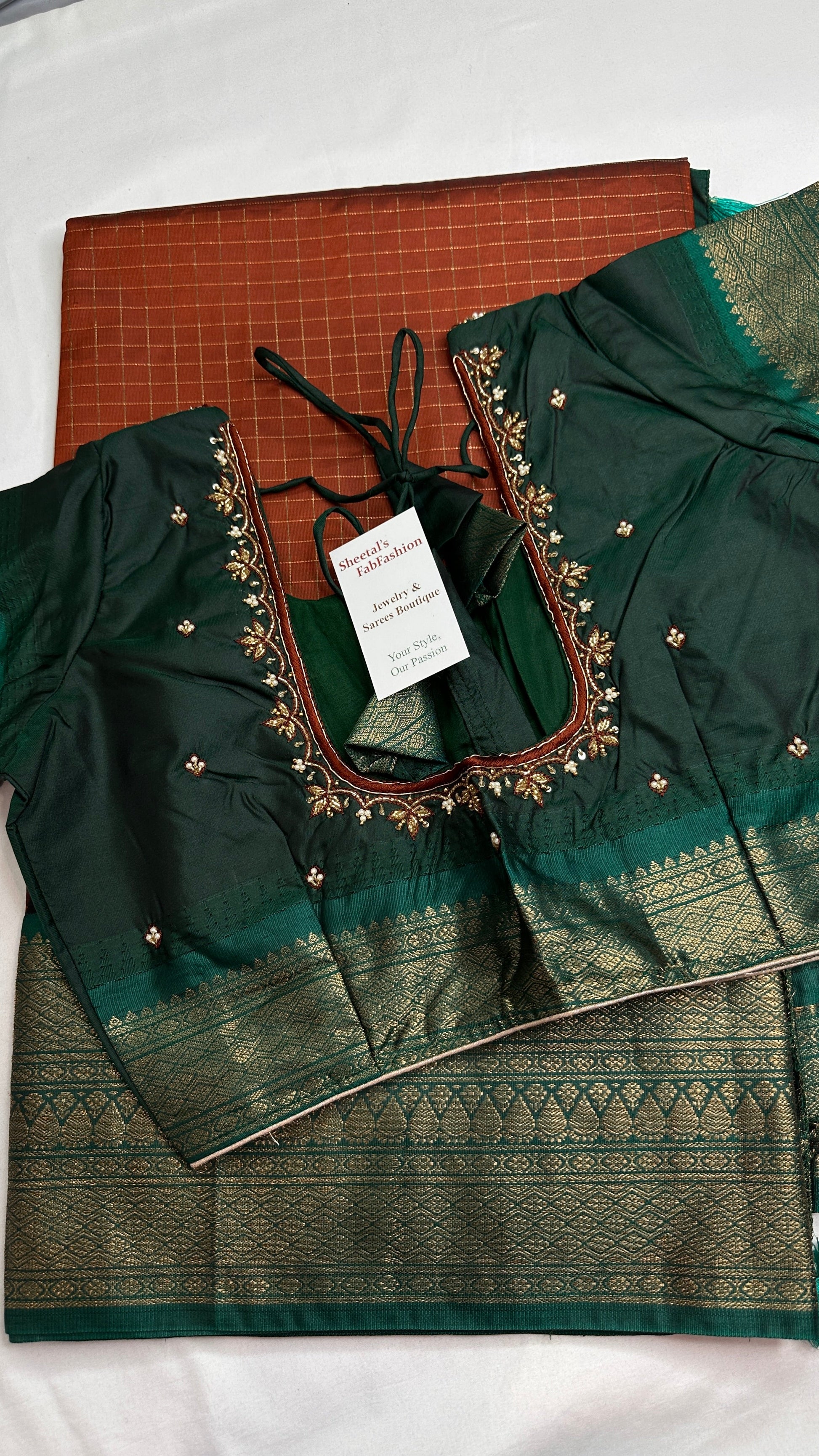 Semi Gadwal Silk Rust Brown Saree - 