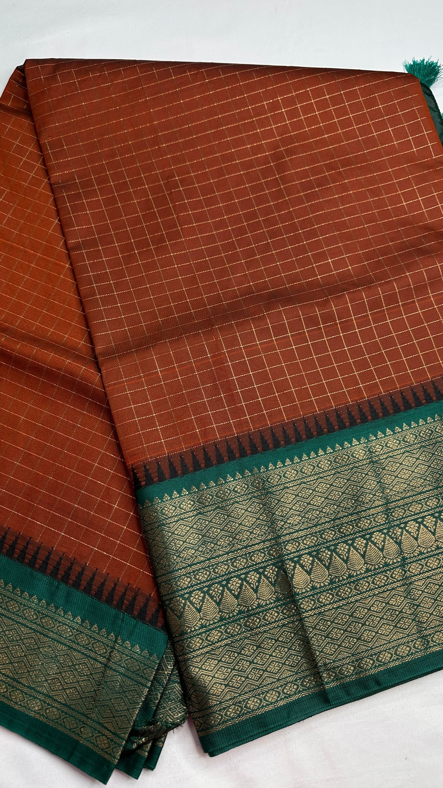 Semi Gadwal Silk Rust Brown Saree - 