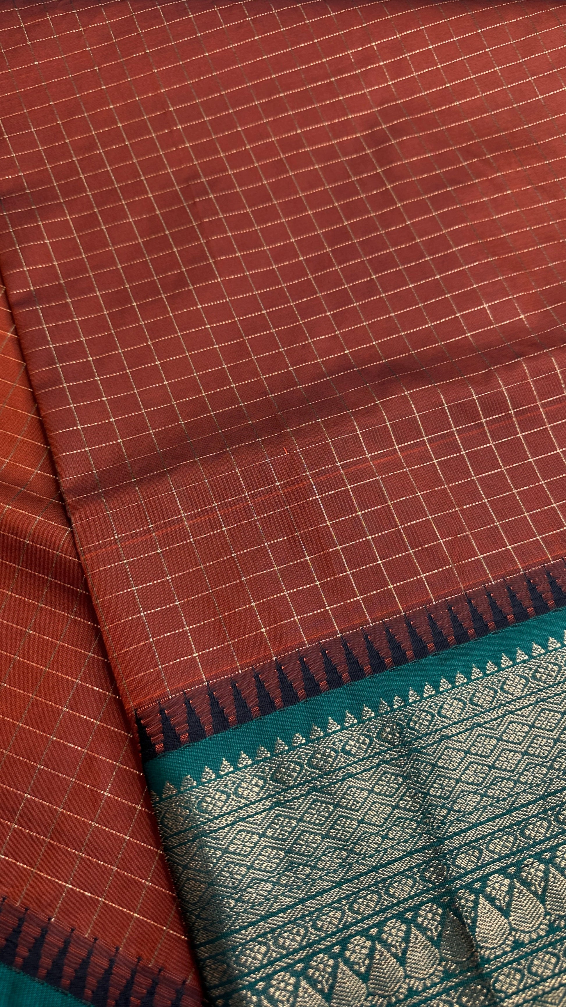 Semi Gadwal Silk Rust Brown Saree - 