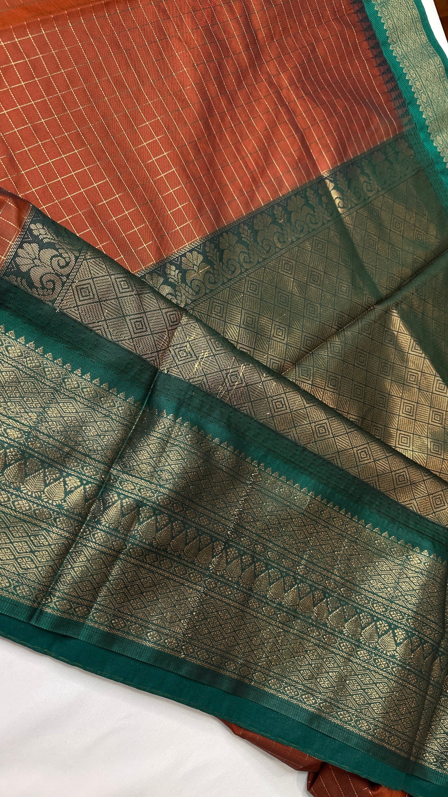 Semi Gadwal Silk Rust Brown Saree - 
