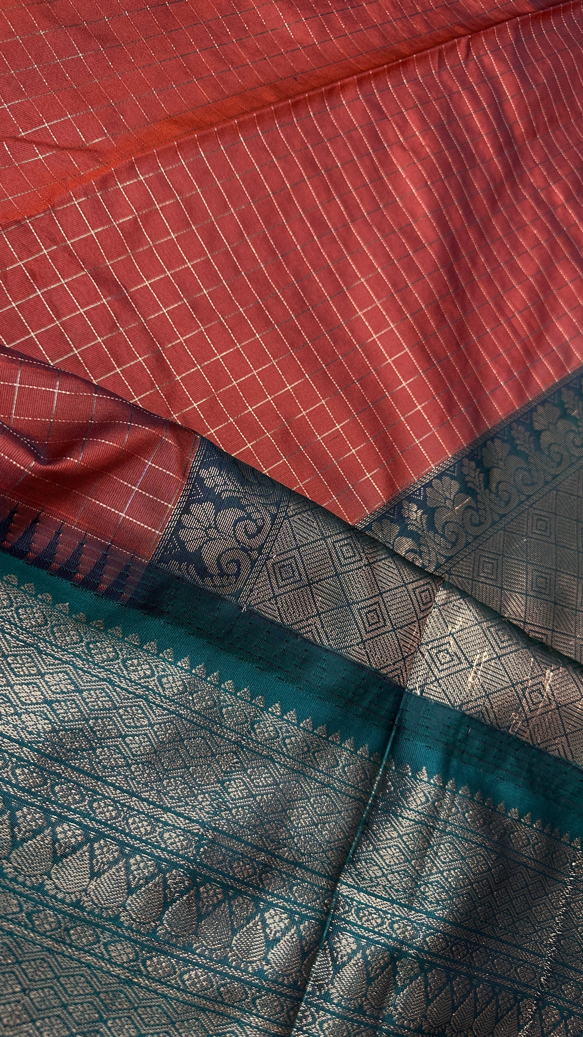 Semi Gadwal Silk Rust Brown Saree - 