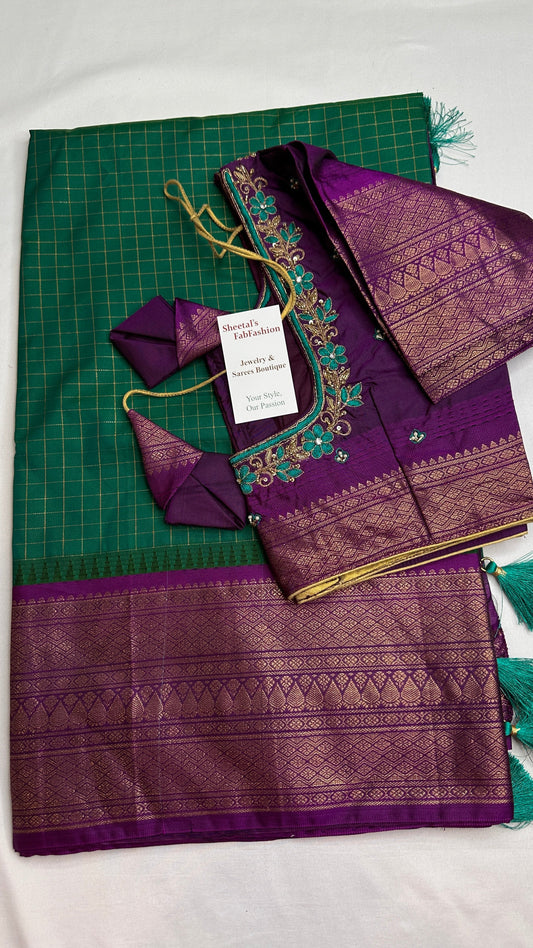 Semi Gadwal Silk Green Saree - 