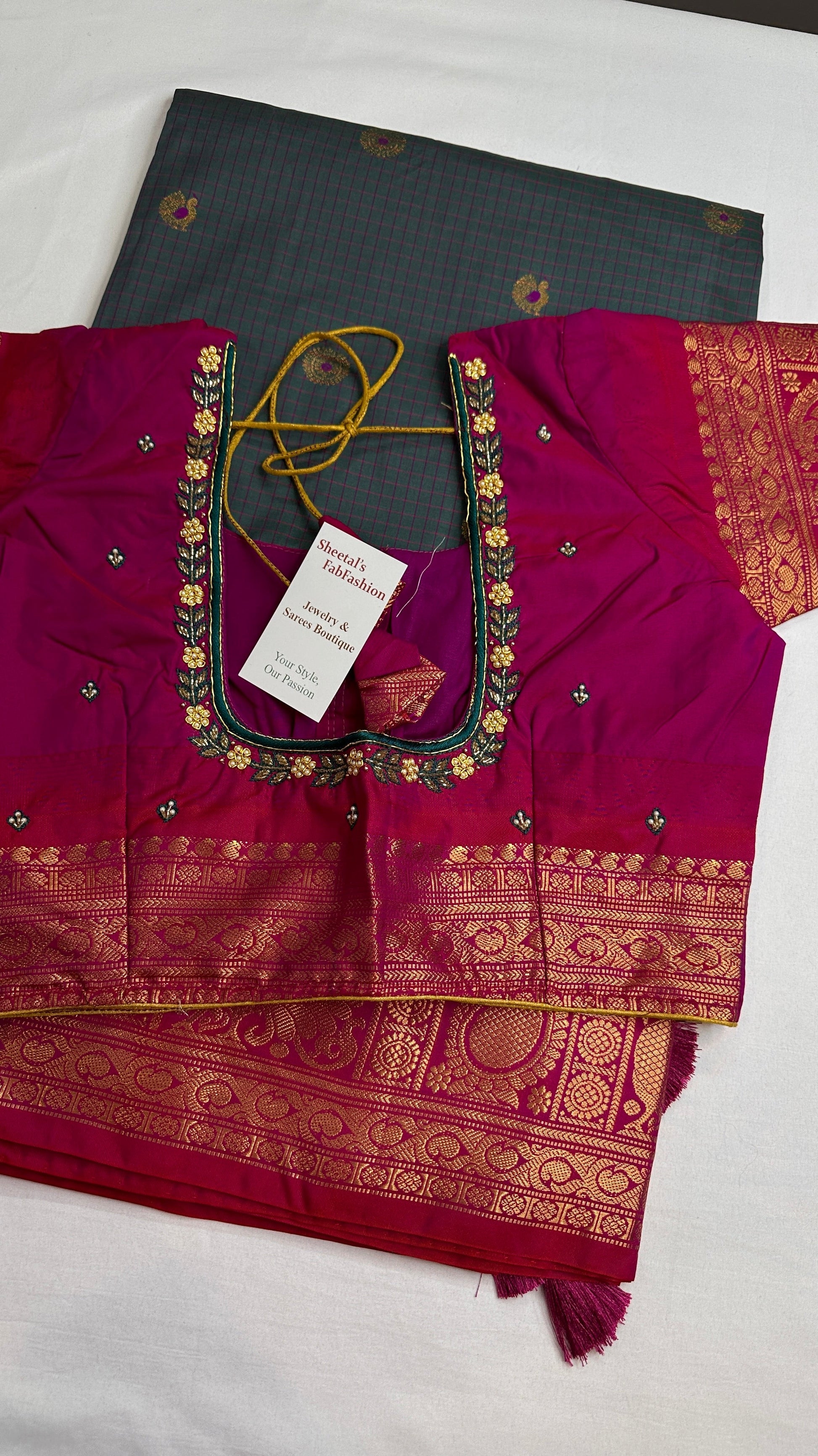 Check Semi Gadwal Silk Green Pink Saree - 