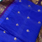 Blue Purple Check Semi Gadwal Silk  Saree - 
