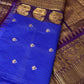 Blue Purple Check Semi Gadwal Silk  Saree - 